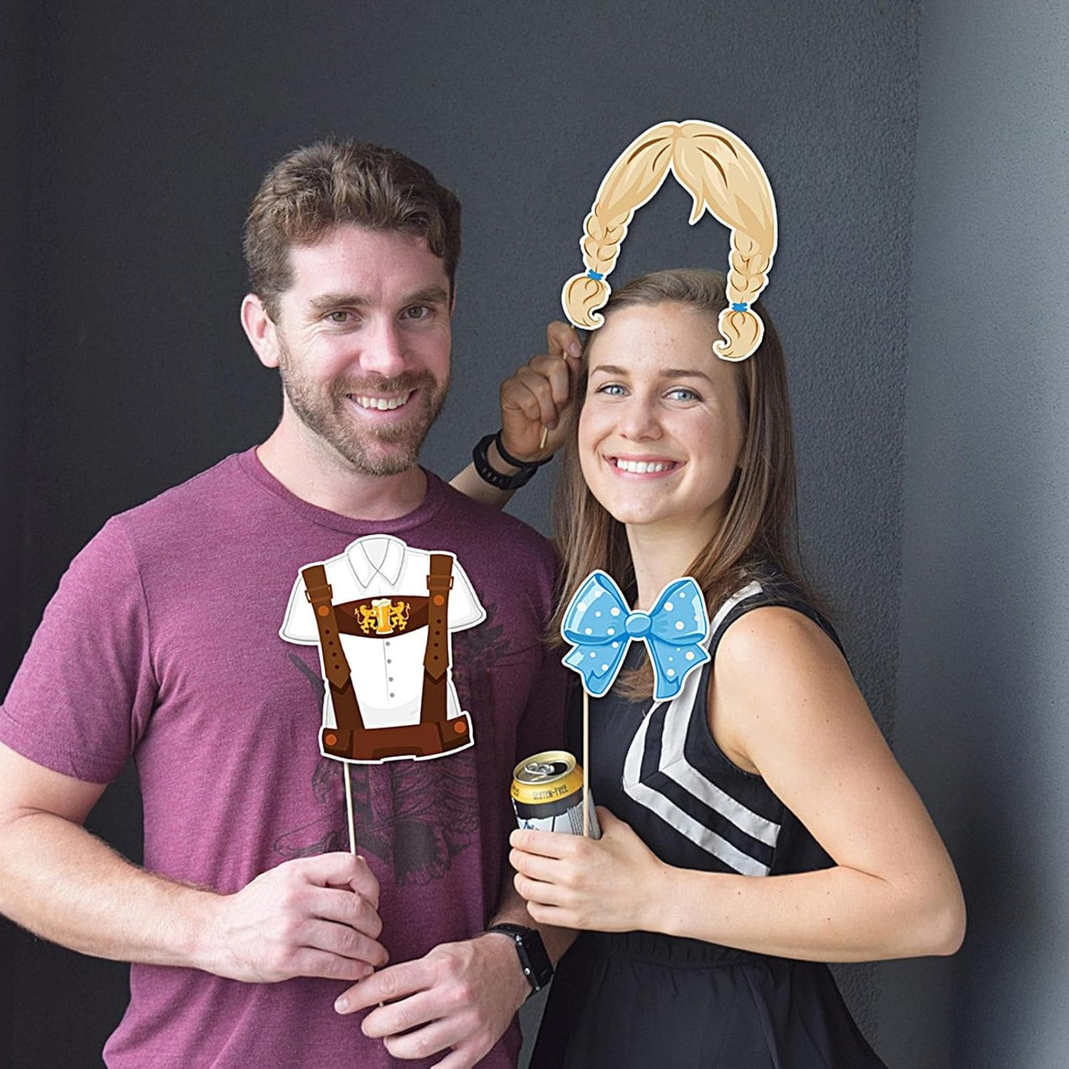 Oktoberfest Props, Photo Booth Kit, 30 Pieces German Party Decor Reusable Accessories, Selfie Station Set for Holiday Events Halloween Birthday Club Women Men Fans, Multicoloured