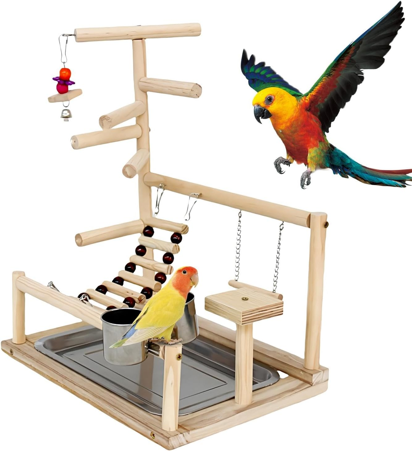 Parrot Perch Stand, Natural Wood Bird Toys, Playground Wood Perch, Bird Perches Stand, Bird Play Gym, Natural Bird Perch, Parrot Play Stand, Wooden Bird Perch, Bird Play Gym for Birds image number 2