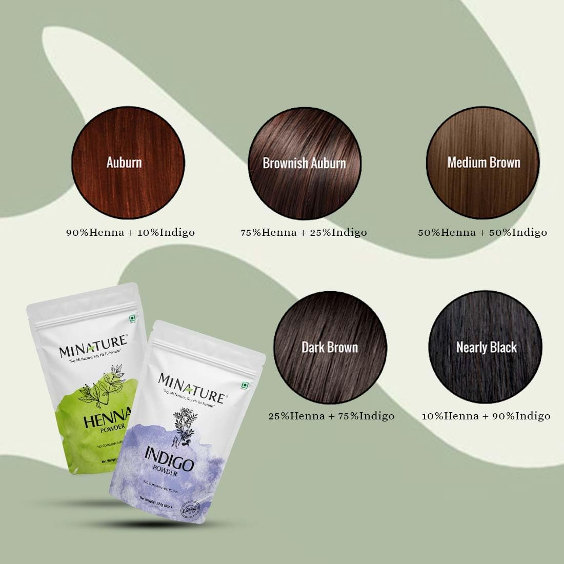 Mi Nature Hair Dye DIY Combo | Henna & Indigo Powder with Applicator |From Pure Dried Leaves| Sourced from Rajasthan for Black or Brown Colour |100G (Each)(Pack of 2) image number 4