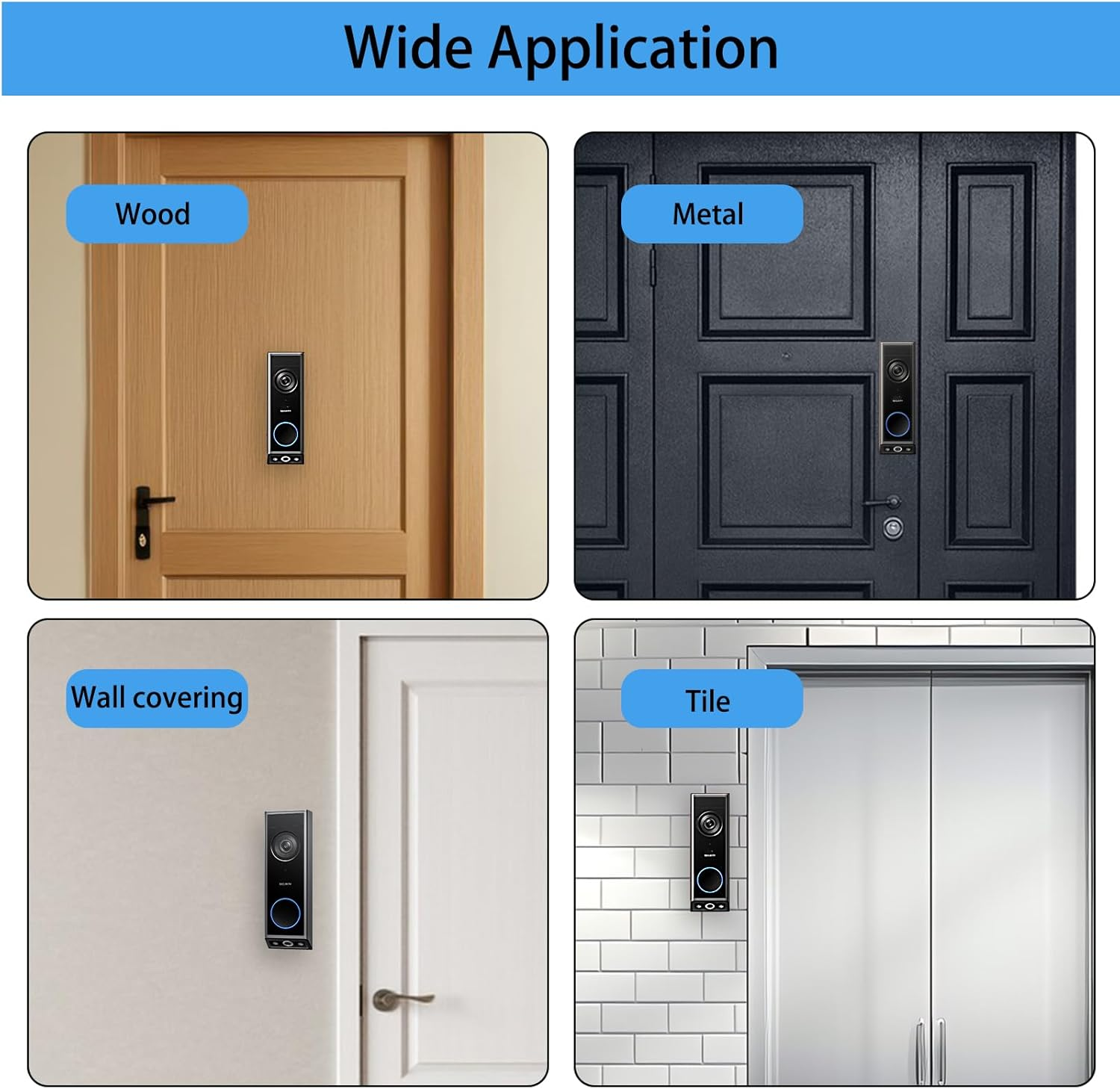 No Drill Doorbell Mount Double Sided Stick Tape Compatible with Eufy Doorbell E340/C31, Anti-Theft Door Mounting Bracket, 5 PCS Adhesive Door Mount and 1 Pcs Doorbell Key Replacement Tool image number 3