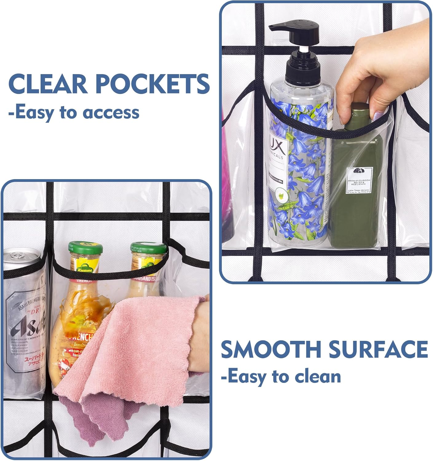 KEETDY 28 Large Clear over the Door Shoe Rack with Crystal Pockets Hanging Shoe Organizer Storage Shoe Holder for Closet Hanger, White image number 4