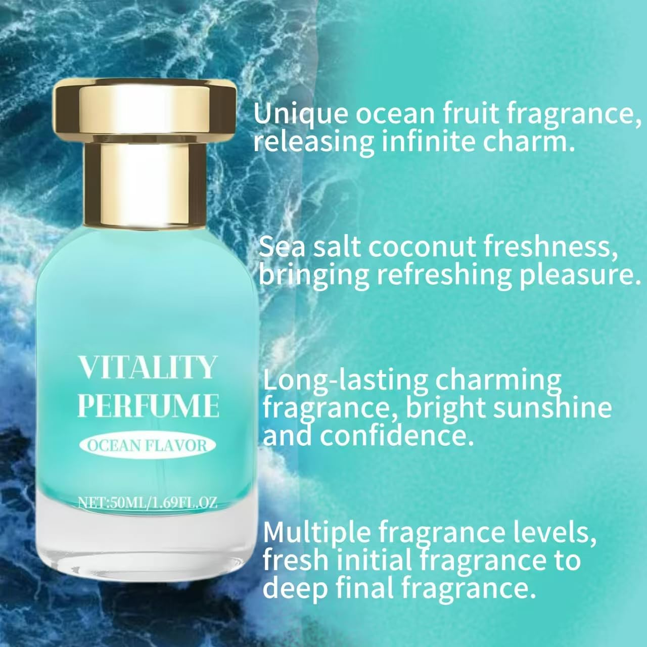 ROXELIS Ocean Vitality Perfume for Men, Lively and Rich Ocean Fruity Aroma, Exudes Wantonly, Releasing a Unique Fragrance, with Charming-Charm (1) image number 2