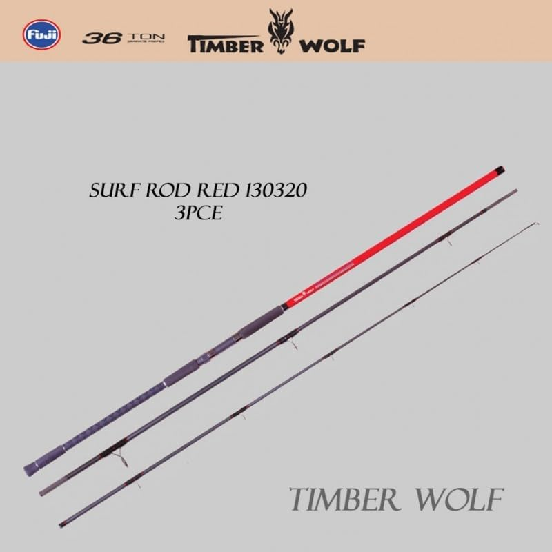 Timber Wolf 3 Sections Nano Red Surf Fishing Rod, 13 Feet Length image number 1