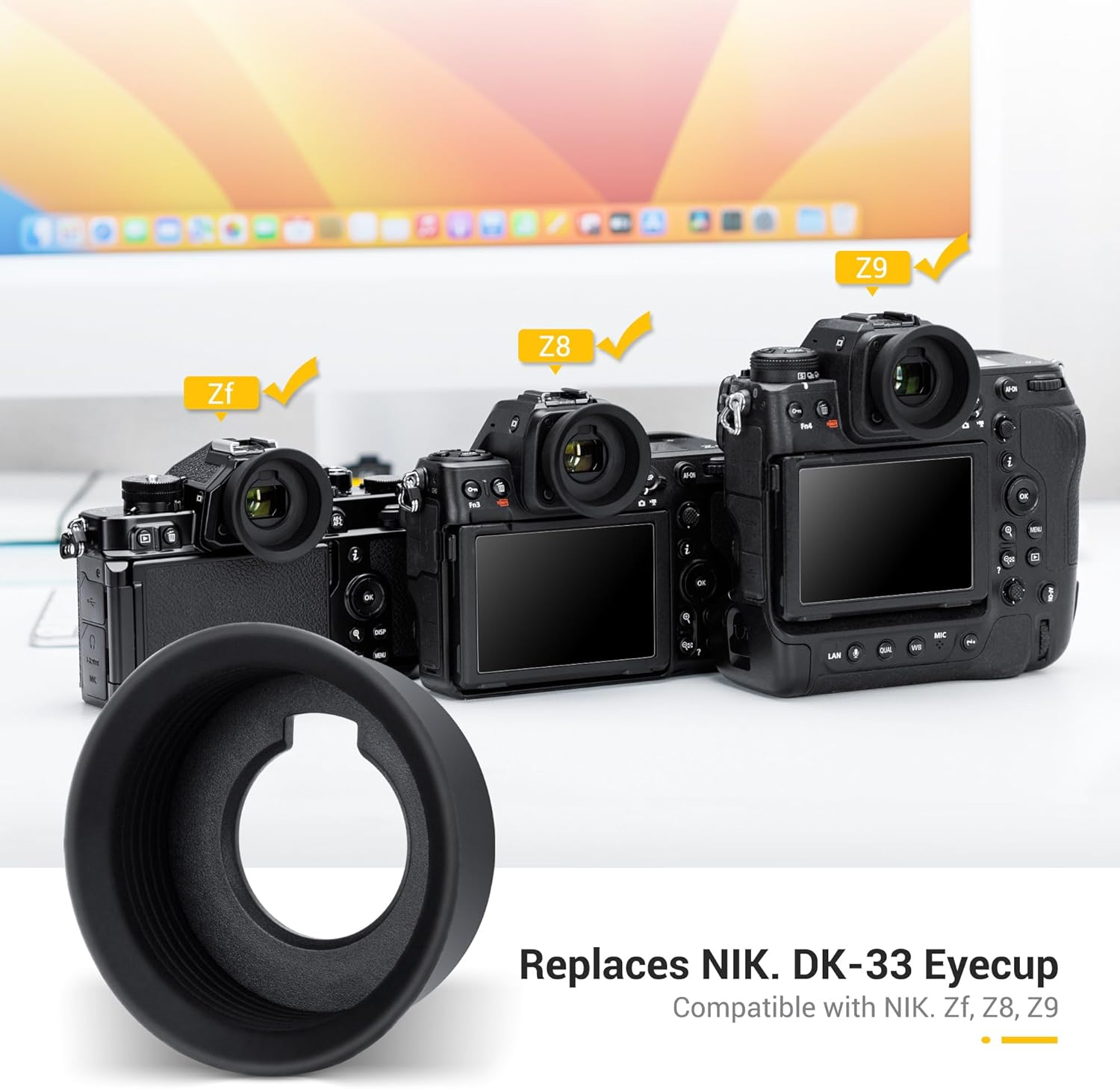 Kiwifotos DK-33 Extended Camera Eyecup Eyepiece for Nikon Z9 Z8 Z F Zf Camera, Soft Long Camera Viewfinder for Nikon Z F Replaces Nikon DK-33 Eye Cup image number 2