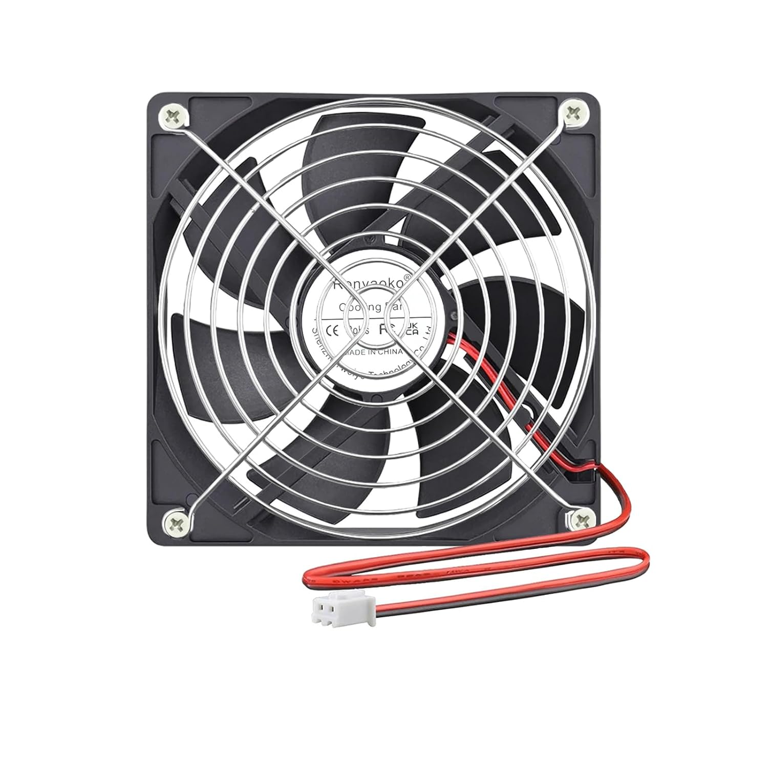 Ronyaoko 12Cm Computer Case Fan,120Mm Cooling Case Fan for Computer Cases Cooling,12V DC 2-Pin,Quiet Fan, with Metal Finger Guard Grill, Black 120Mmx25Mm Fan