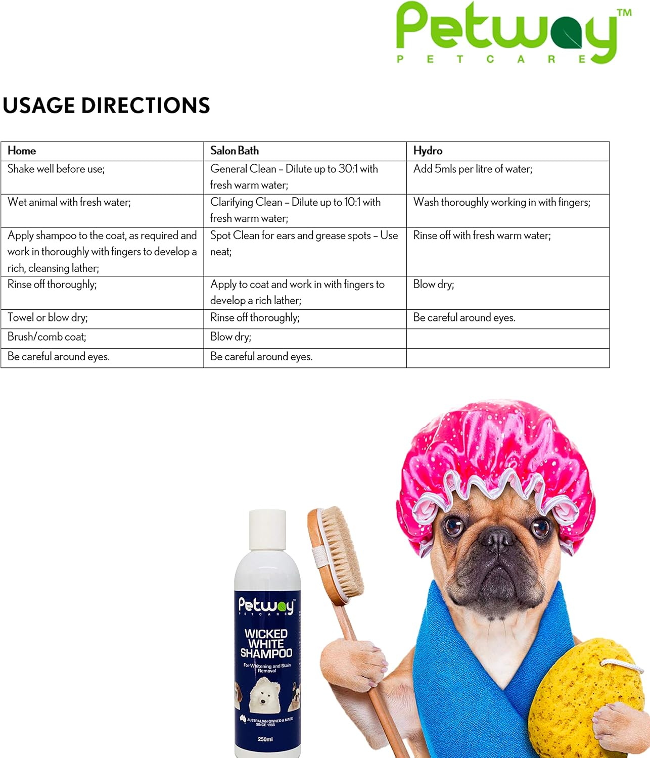 Petway Petcare Wicked White Whitening and Stain Removal Shampoo for Dogs with White Coat, Deep Cleanse to the Coat and Skin, Free of Phosphates and Parabens, Ph Balanced, Dog Shampoo Removes Stains, Dirt and Odor, 250Ml image number 4