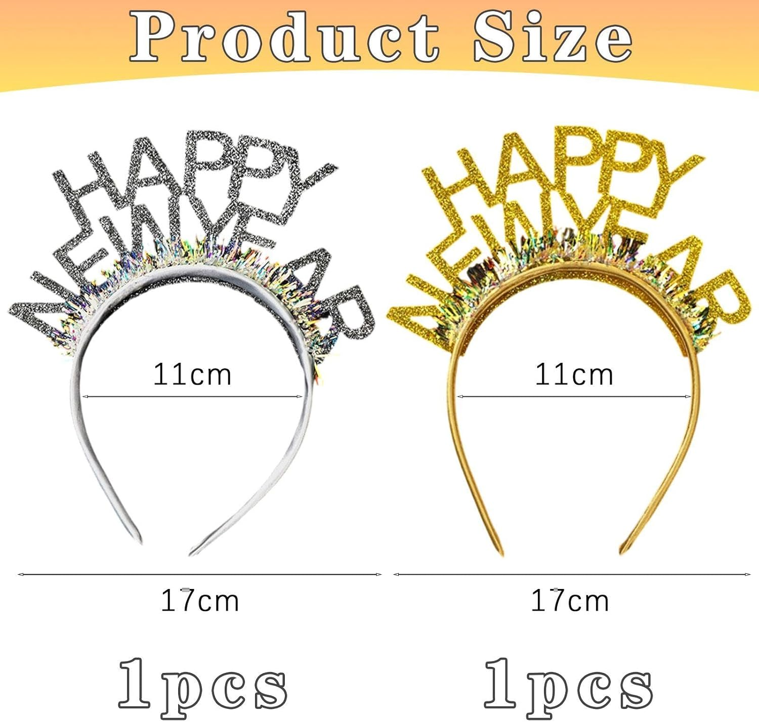 YSJCHEBS 2 Pieces Happy New Year Headbands, Headband Decoration for Women, Fashion Headbands with Lettering, New Year Accessories, New Year Party Headbands, Hairstyle Decoration image number 4