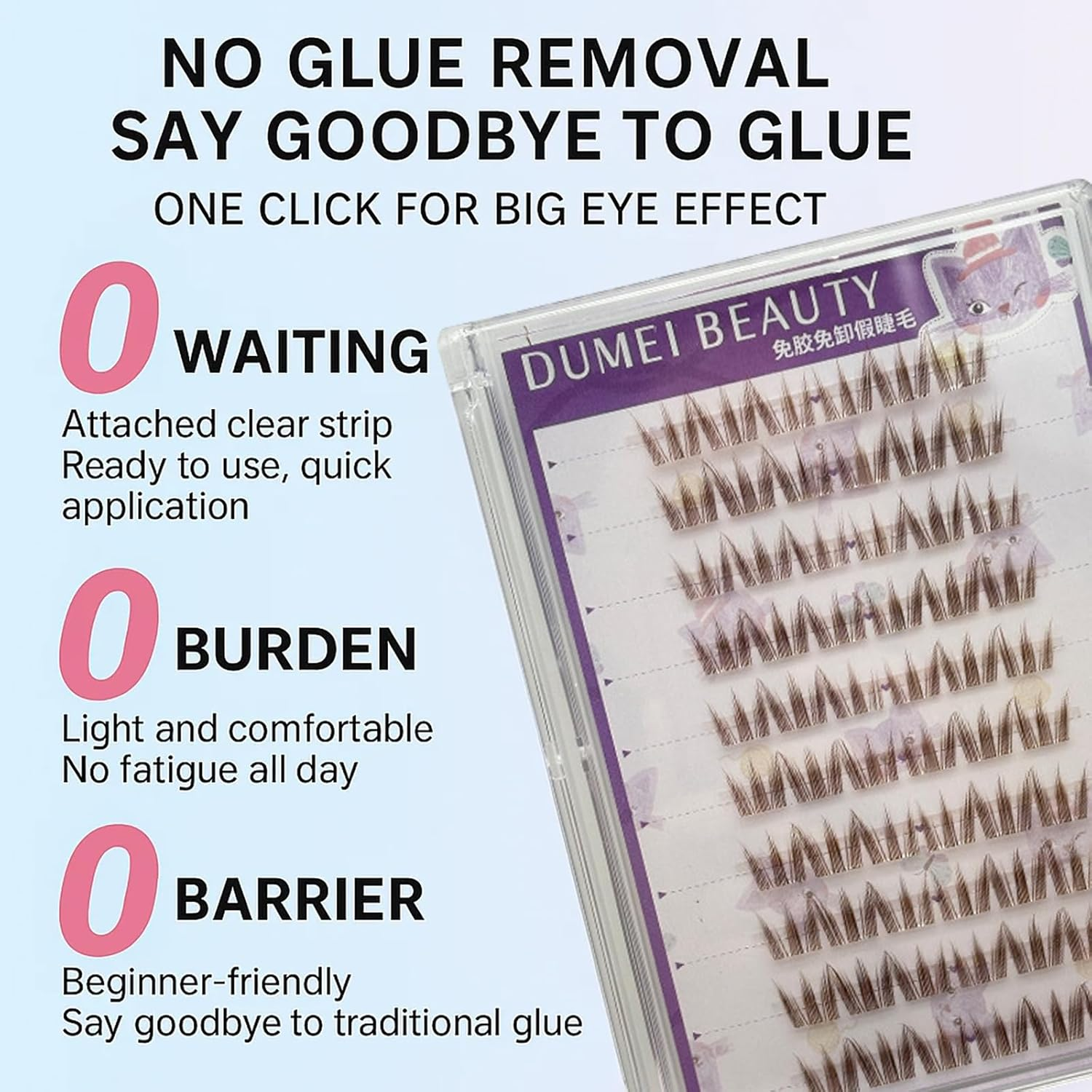 &zwnj;Taoluwin False Lashes, Brown Natural Look False Eyelashes, 60 Clusters, with Built-In Adhesive Strips, Lightweight Reusable Eyelashes for Daily Wear & Beginners, 10-12Mm image number 2