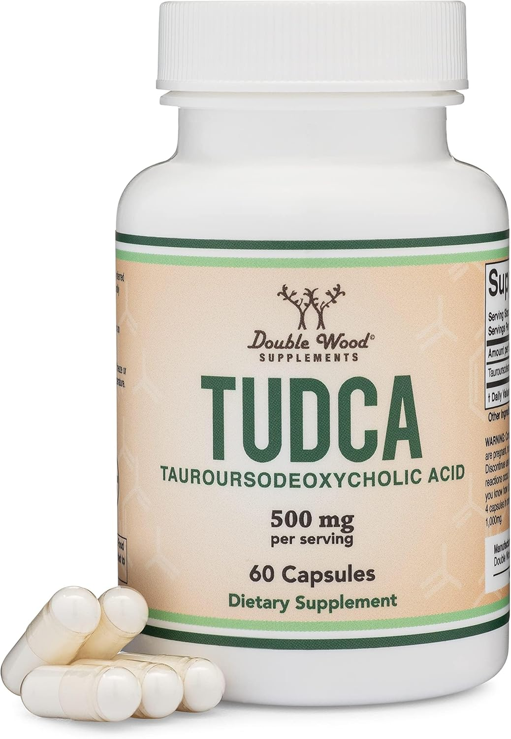 TUDCA Bile Salts Liver Support Supplement, 500Mg Servings, Liver and Gallbladder Cleanse Supplement (60 Capsules, 250Mg) Genuine Bile Acid TUDCA with Strong Bitter Taste by Double Wood image number 3
