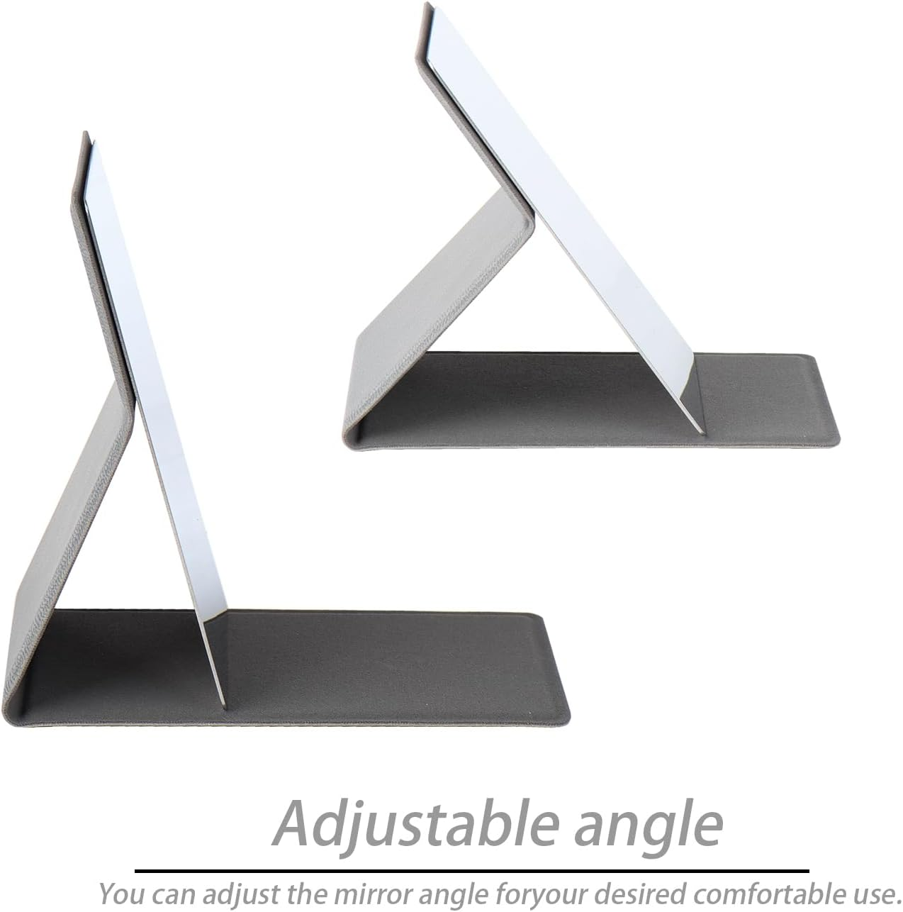 Stainless Steel Compact Mirror with Luxurious PU Leather Case Cover, Unbreakable Travel Makeup Mirror, Folding Pocket Mirror, Portable Purse Mirror, Mini Mirror (Grey) image number 3