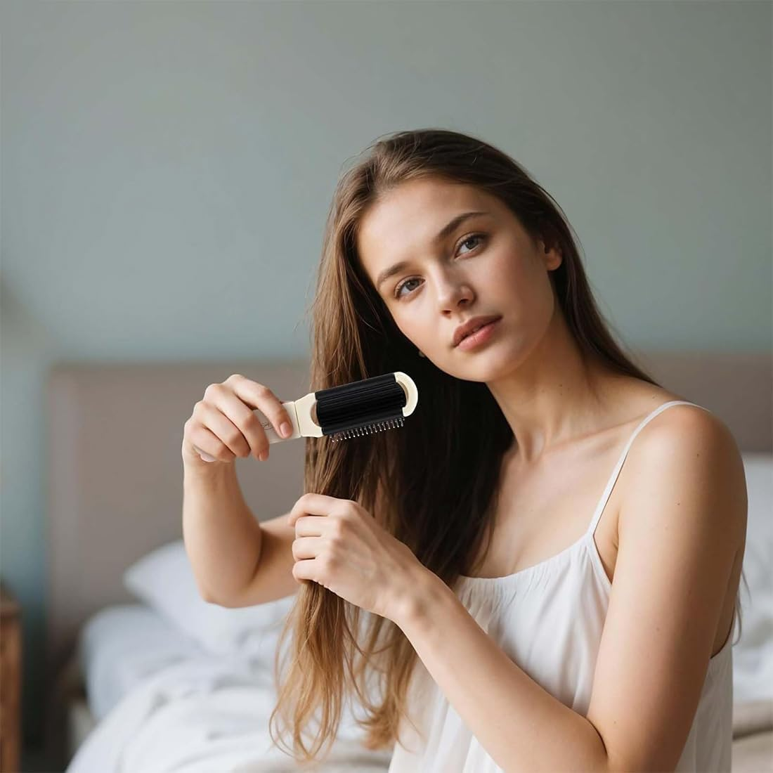 KIRZAX Foldable Travel Hair Brush, Pack of 2 Portable Hair Styling Combs, Hair Combs, Foldable Hair Brush with Mirror, Pockets Hair Comb, Hair Styling Comb for Men and Girls, Cream White image number 3