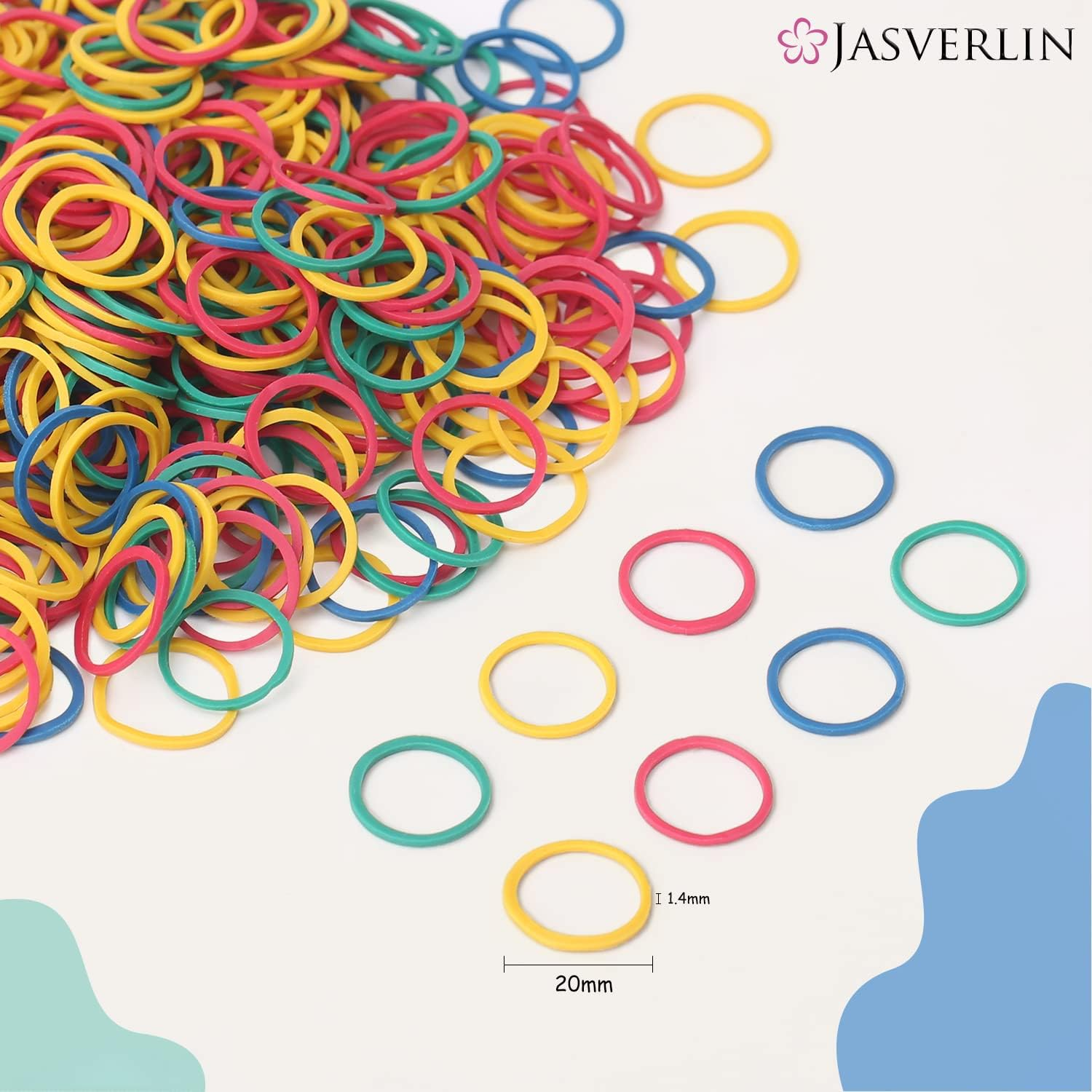 JASVERLIN 3/4Inch Elastics Hair Rubber Bands Colorful, Baby Elastic Band Hair Ties Ponytail Braid Holder Loom Tiny Small Scrunchies for Thick Women Girls Kids 1000Pcs - Multi-Colored image number 5