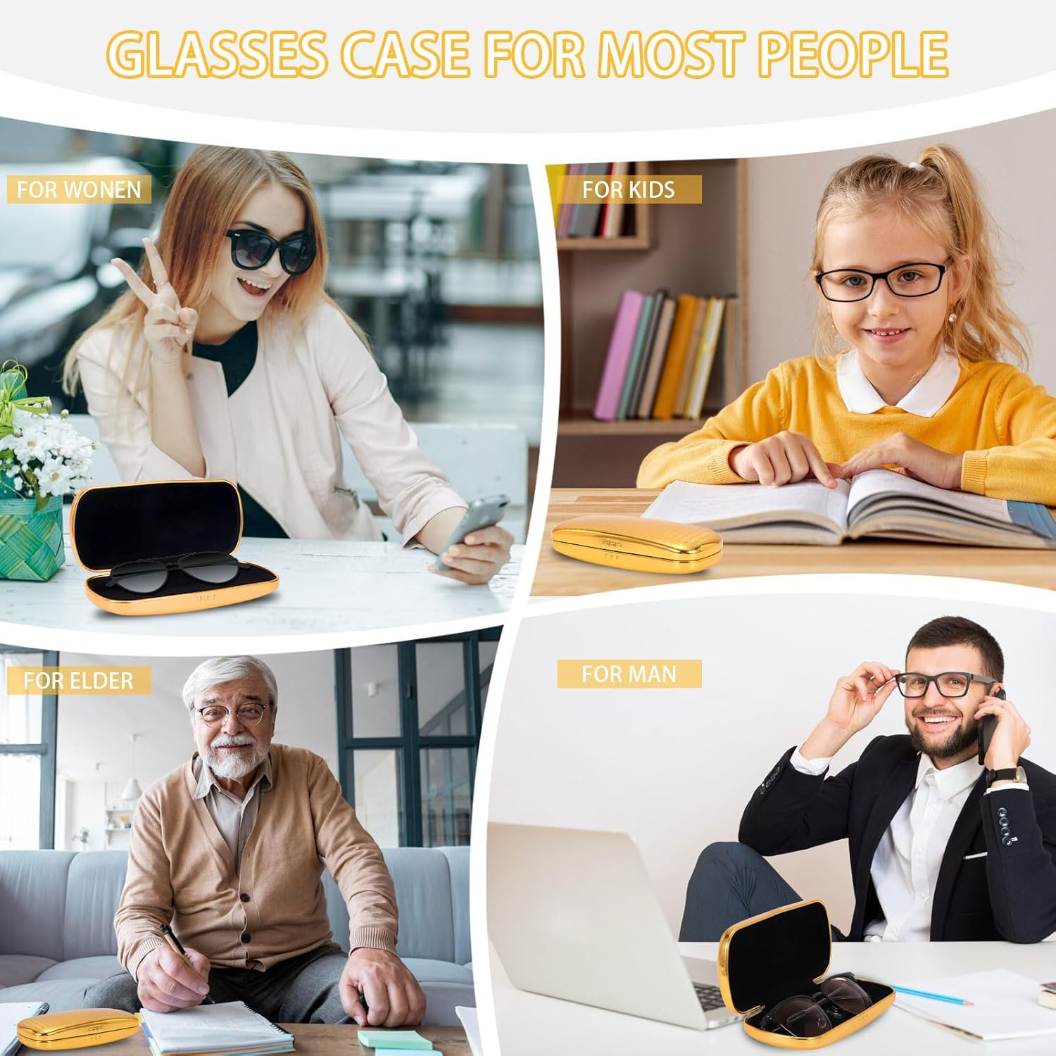 Hifot Metal Glasses Case Hard Shell, Aluminum Spectacles Box Eyeglass Sunglasses Case for Men Women Kids, Reading Glasses Holder - Black image number 4