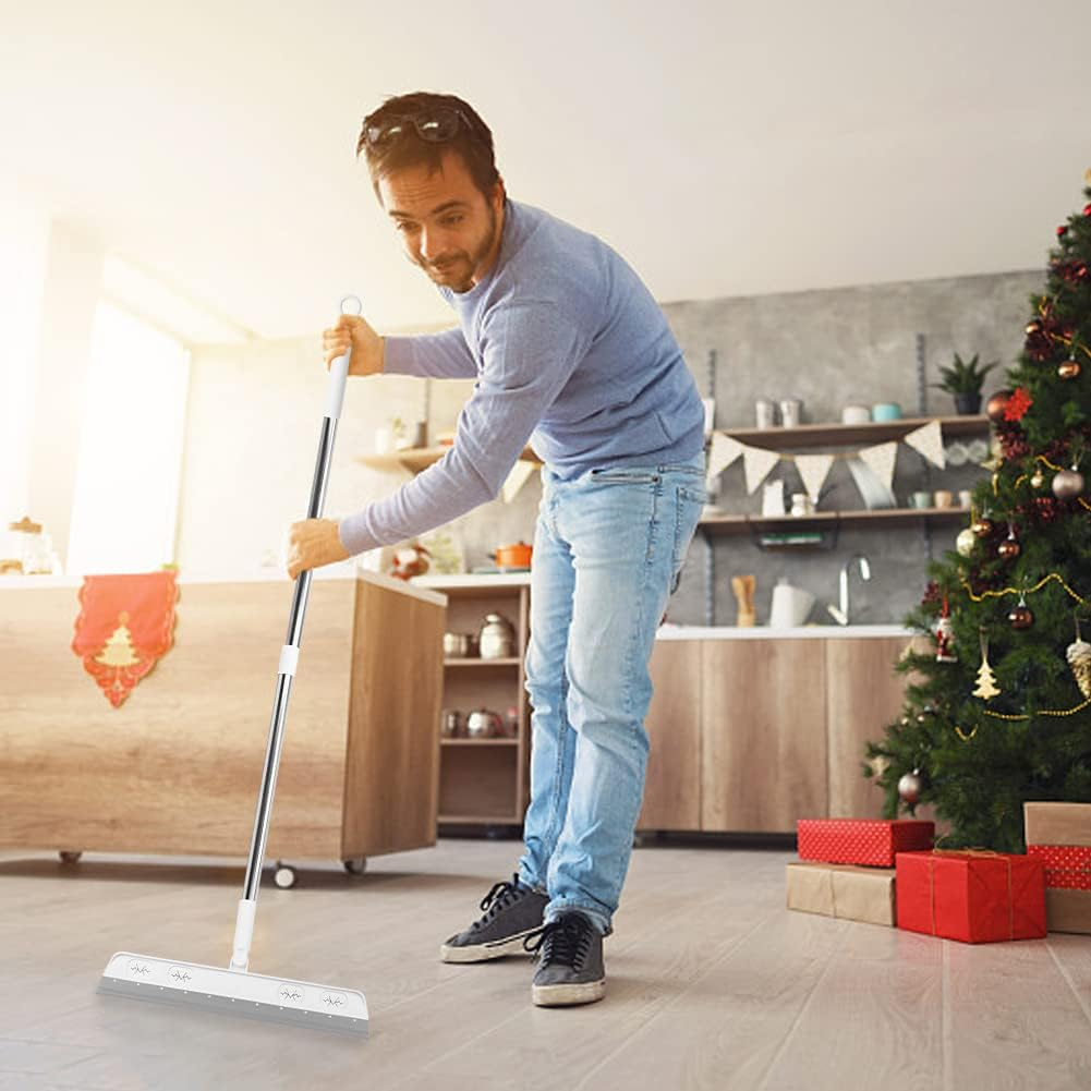 Homiliky Floor Squeegee Mop, Widen Wet Room Floor Squeegee, Quick Drying Water Broom Squeegee Floor Scrubber for Water Scraping, Dusting, Stain Removing, Window Scraping image number 2