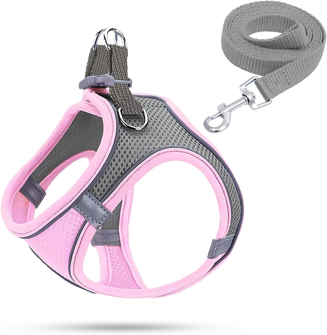 Dog Harness for Small Dogs, Puppy Harness, Cat Harness, Luminous with Lead, Curli Dog Harness, Puppy Accessories (Pink, M) image number 5