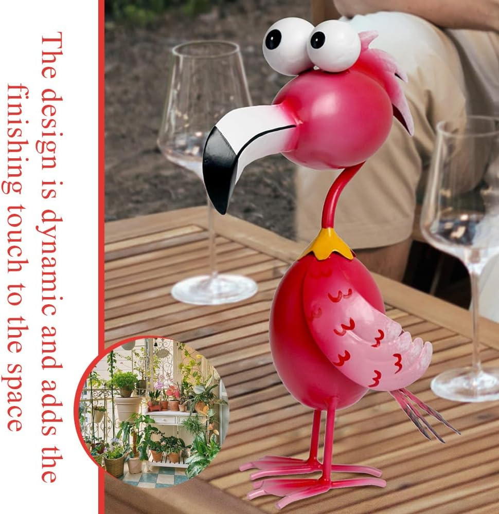 Flamingo Decor,Pink Flamingos Yard Decorations,Outdoor Garden Statue,Metal Flamingos Statue,For Yard Patio Backyard Porch,Parties Decorations,Lawn Ornaments image number 1