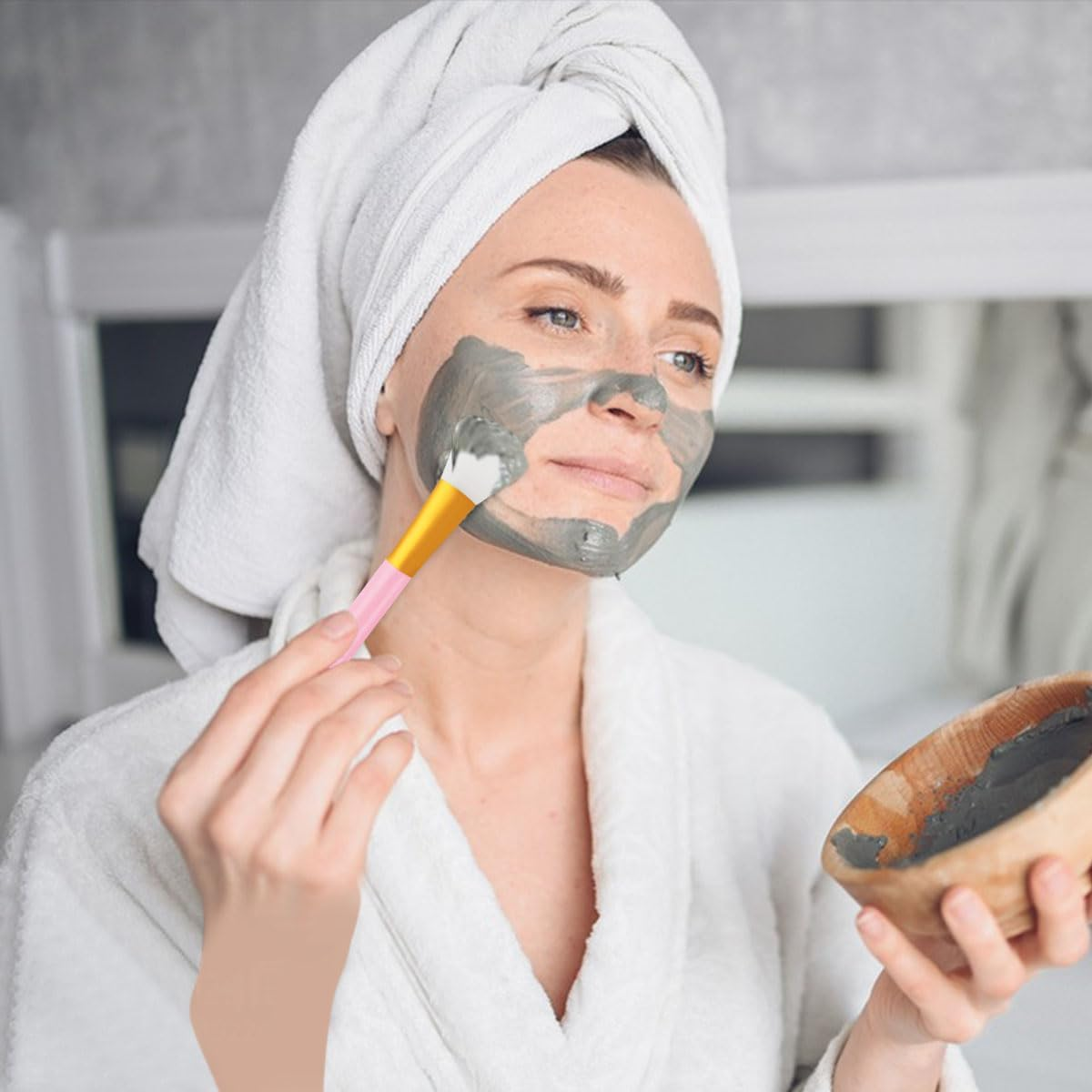 2 Pcs Silicone Face Mask Brush Silicone Mask Applicator Soft Silicone Facial Mud Mask Brushes Face Mask Beauty Tools Hairless Applicator Tool for Body Lotion Butter Clay Mask DIY Mask (Blue + Pink) image number 1