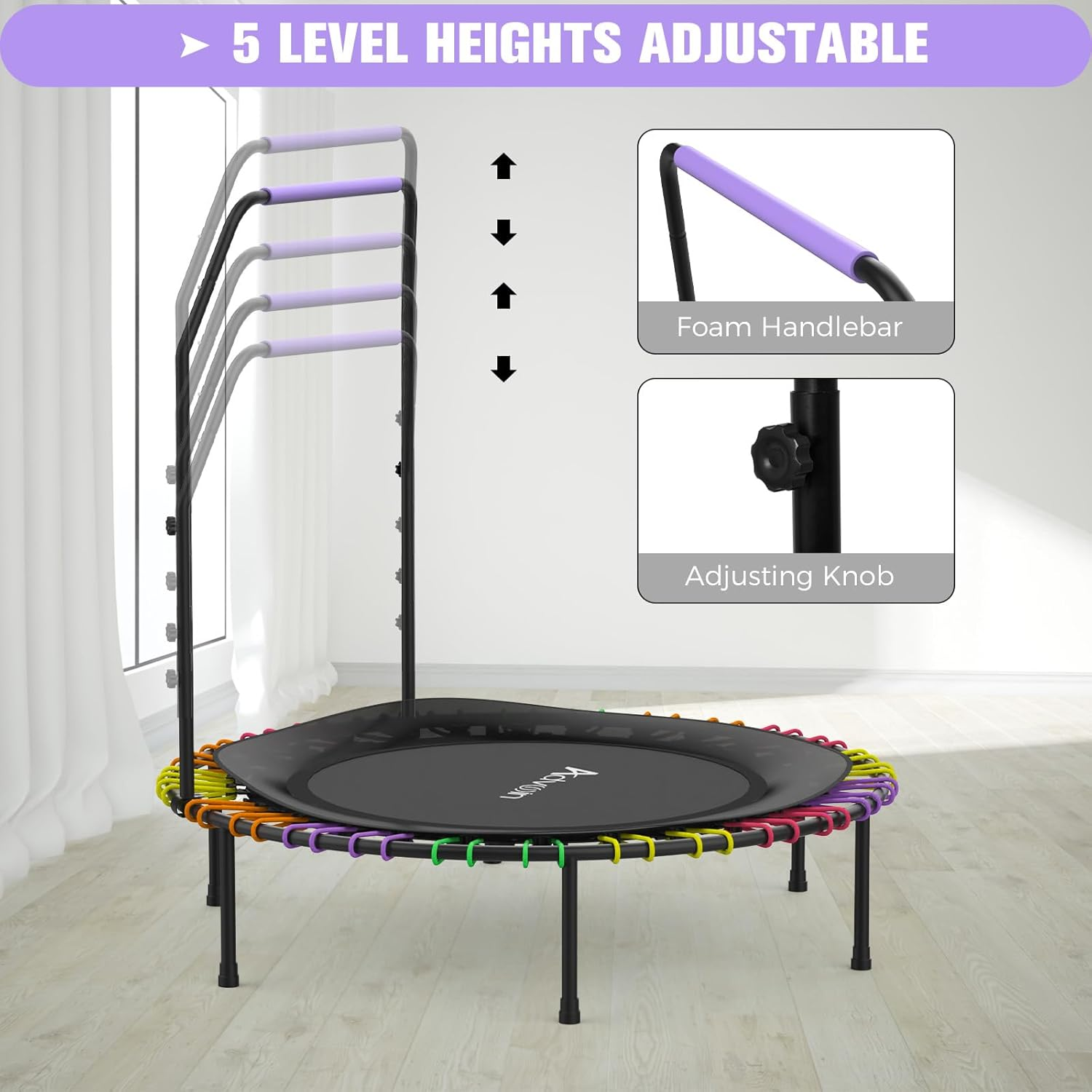 ADVWIN Mini Trampoline Rebounder 40"/48" Foldable Fitness Trampoline for Adults and Kids Max Load 150Kg