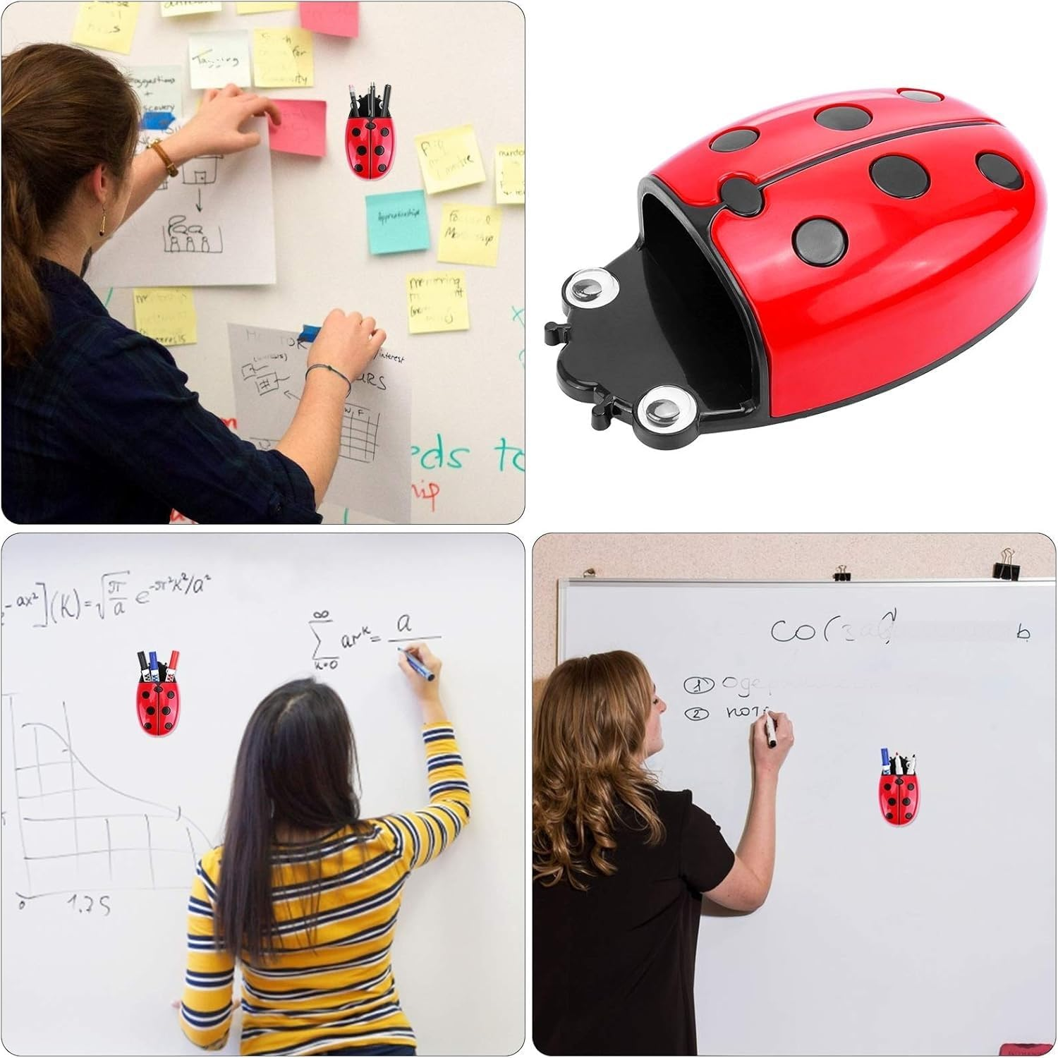Magnetic Whiteboard Eraser,Dry Erase Eraser,Whiteboard Markers Eraser,2 in 1 Cute Dry Erase Erasers and Marker Holder for Whiteboard,Refrigerator,Suitable for Classroom,Home and Office (Red, One Size) image number 1
