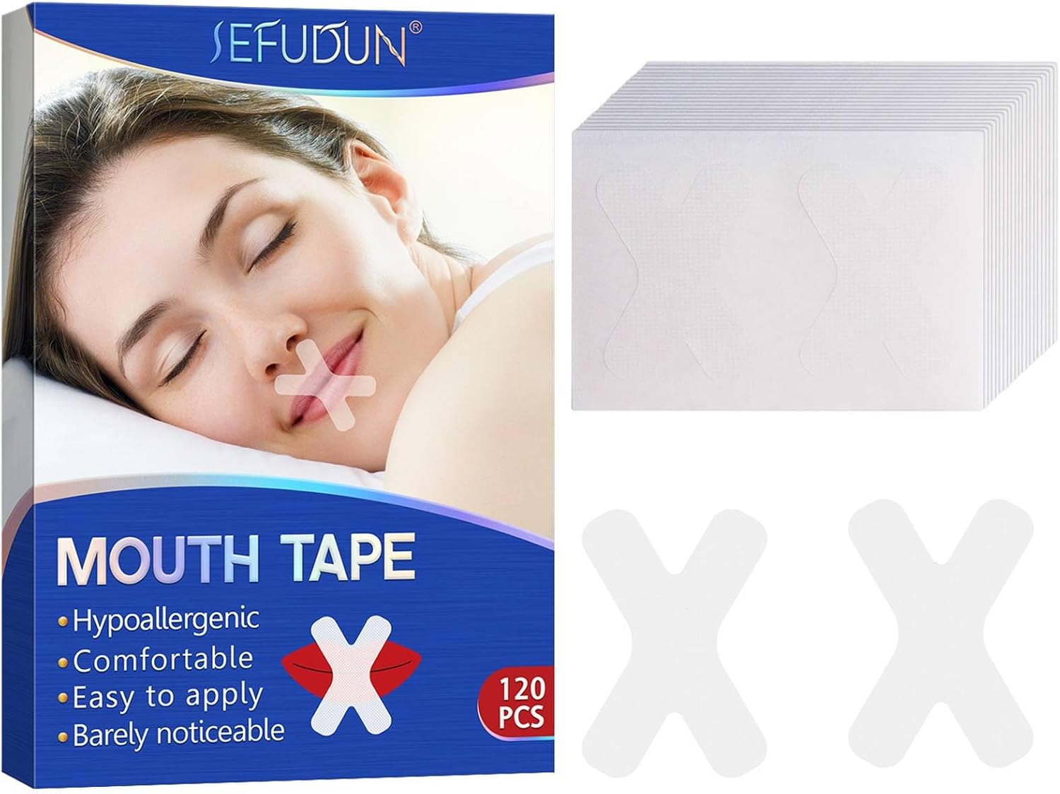 Sleep Strips, 120 Pcs Gentle Transparent White Tape, anti Snoring Devices Sleeping Stop Snoring Mouth Tape, Pain Free Removal, Breathable Comfortable for Better Nose Breathing Sleep Aids Strips image number 1
