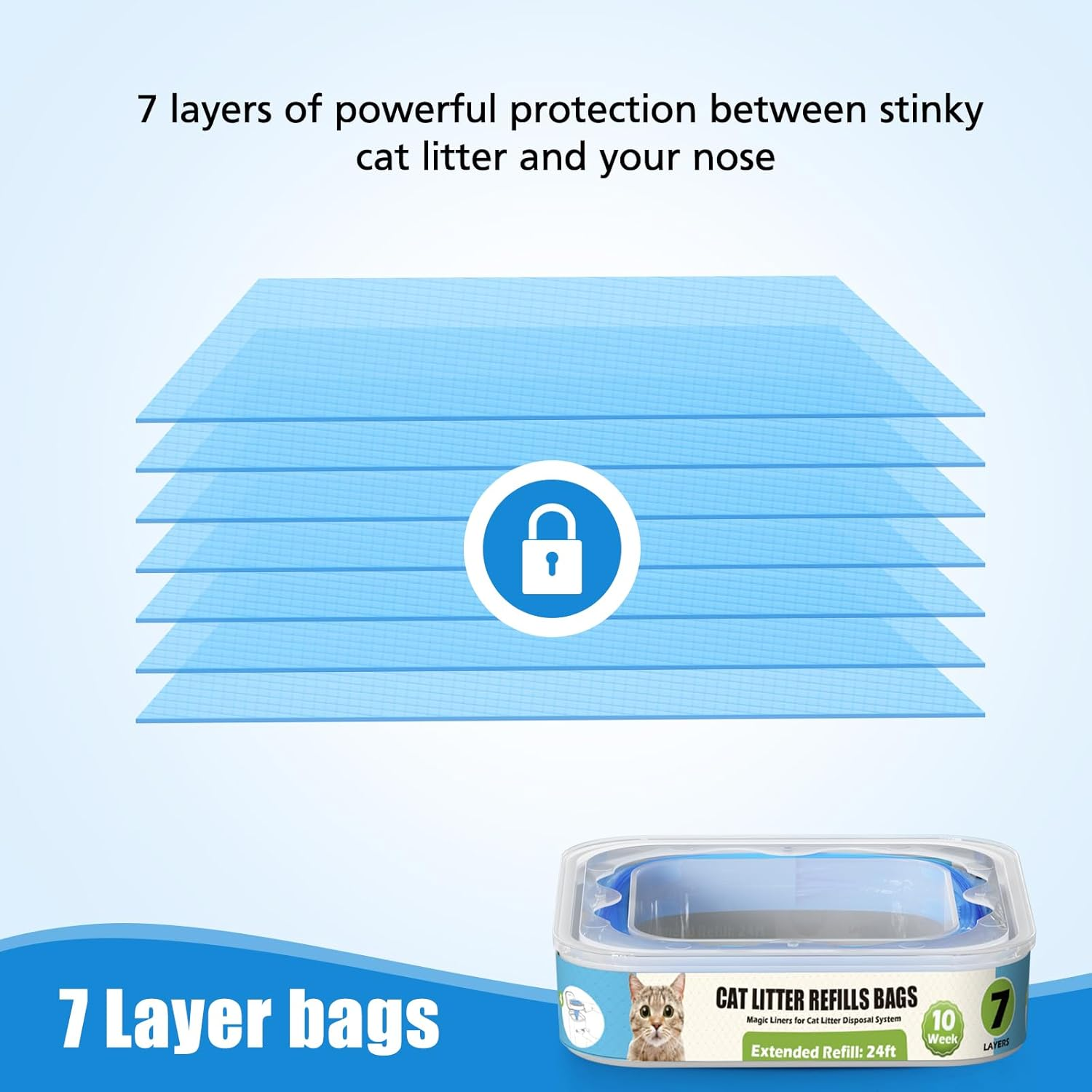 Cat Litter Refills Cartridge Compatible with Your Genie Litter Standard, plus and XL Cat Litter Pail, 8 Packs image number 6