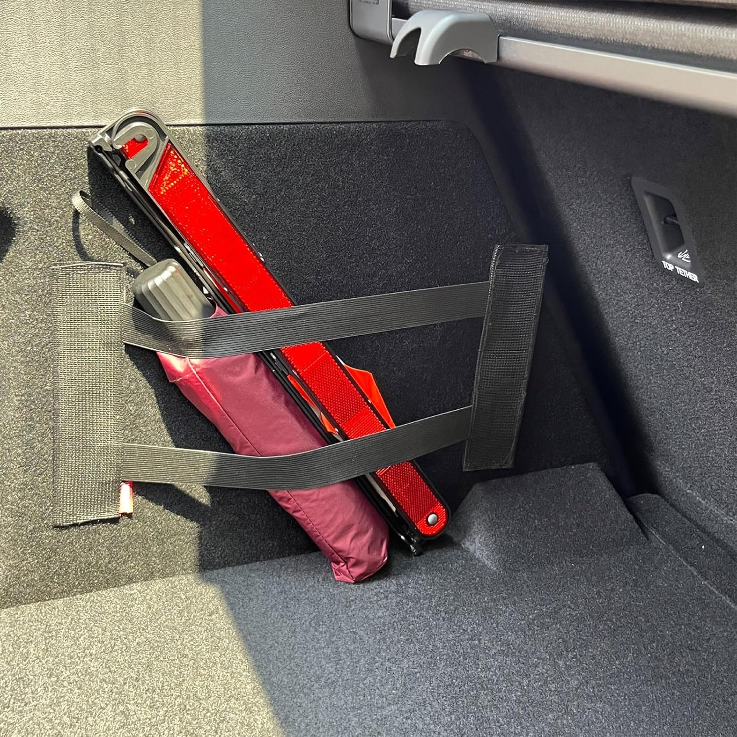 2Pcs Trunk Organizer, High-Elasticity Velcro Cargo Organizer, Large and Small Boot Holder Car Storage, Car Fastening Strap, Suitable for Suvs, Cars, Trucks, Hatchbacks and Vans image number 5