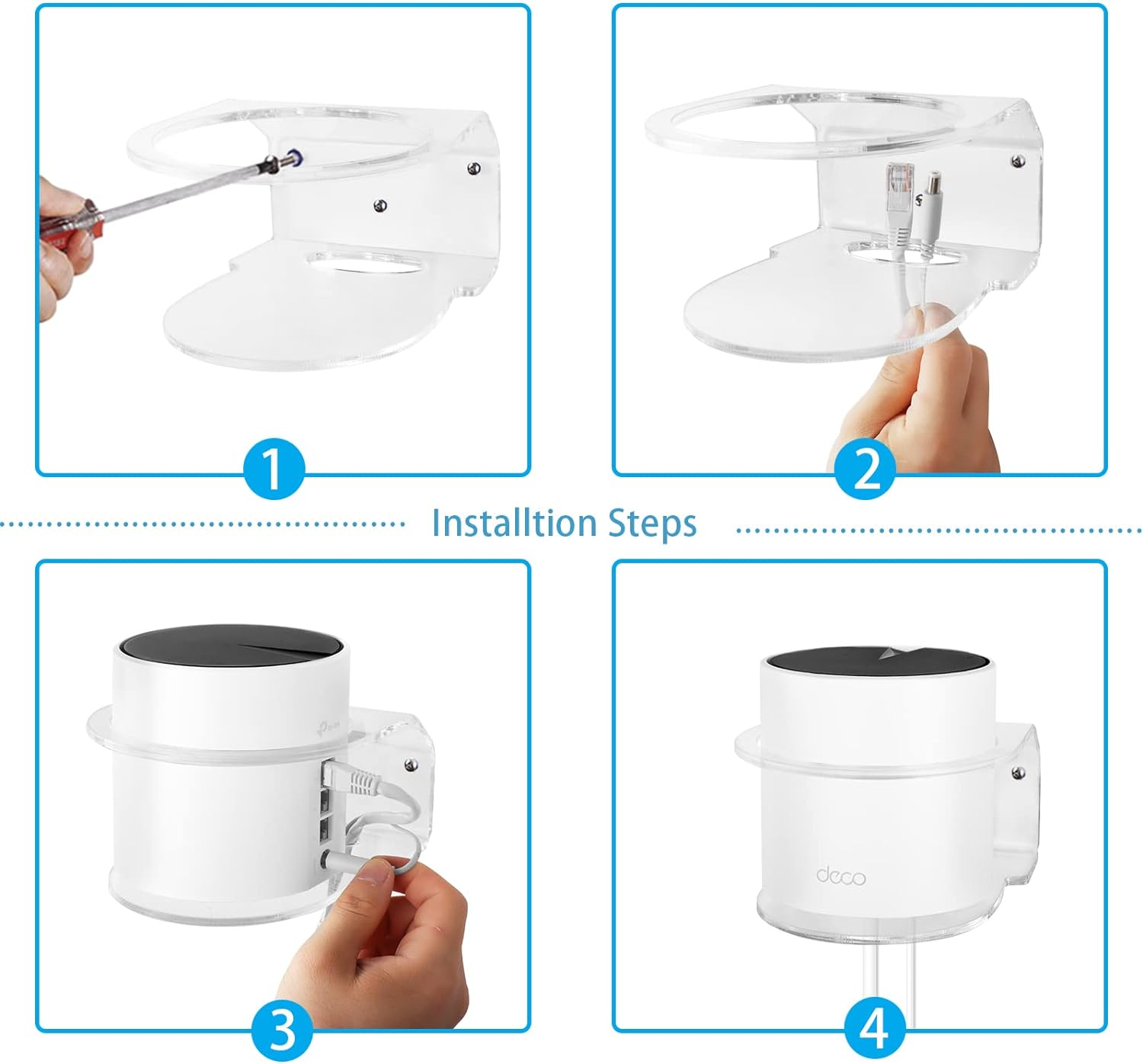 HOLACA Wall Mount Acrylic Holder for Tp-Link Deco X20,X60,X55, X68 Wifi 6 Mesh Wifi (1 Pack) image number 4