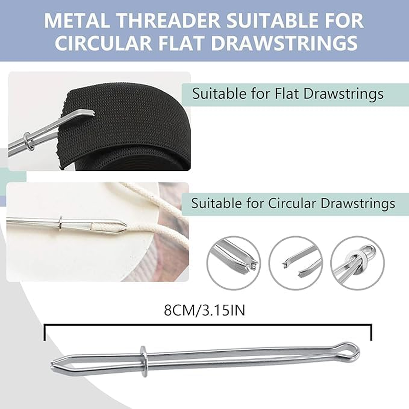 2Pcs Cotton Drawstring Cord Replacement Drawstrings for Sweatpants and Shorts Universal Drawstring Hoodies Premium Hoodie String Replacement with Easy Metal Threader (Black+White) image number 4