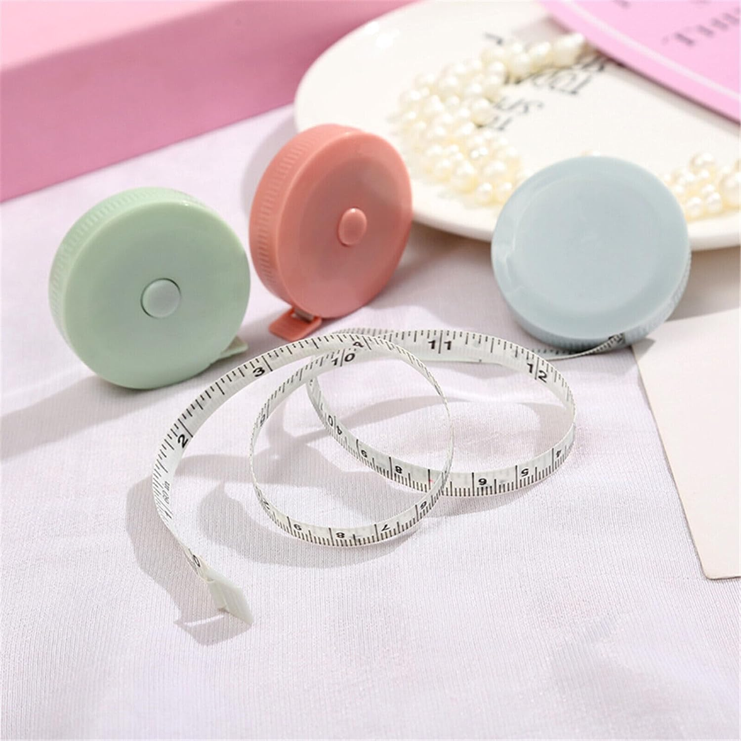 3 Pack Tape Measure Soft Retractable Measuring Tape Soft Mini Fabric Tape Measurefor Body Fabric Sewing Tailor Cloth Knitting Home Craft Measurements.(Pink/Green/Blue) image number 4