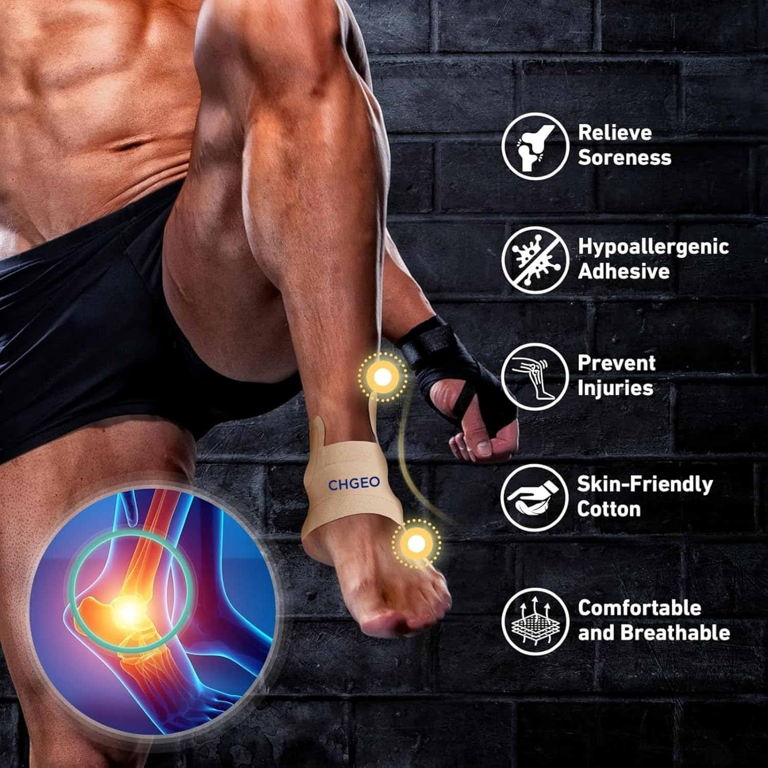 Kinesiology Tape for Shoulder & Knee Pain Relief - 12 Pack Precut Waterproof Athletic Tape, Breathable Elastic Support for Muscle, Joint, Sports Injury image number 6