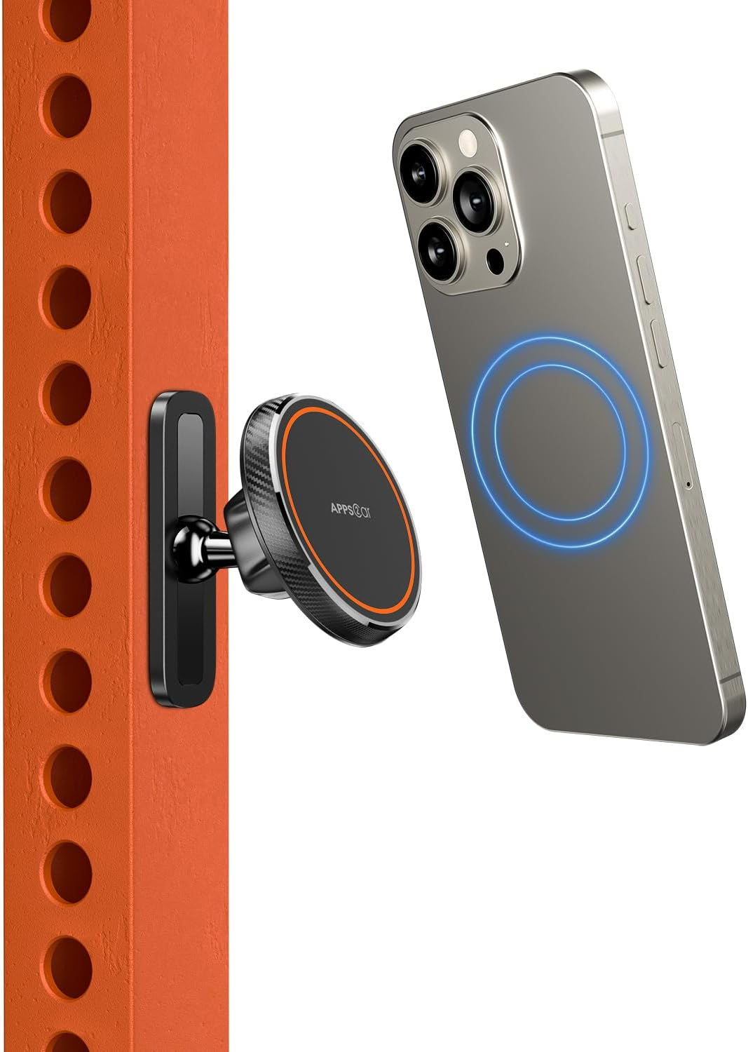 Apps2Car Magnetic Phone Holder for Gym, Alloy Base & Ball Joint, Attach to Metal Surfaces, Dual Magnetic Phone Mount for Magsafe Iphone 12-17 Series image number 6