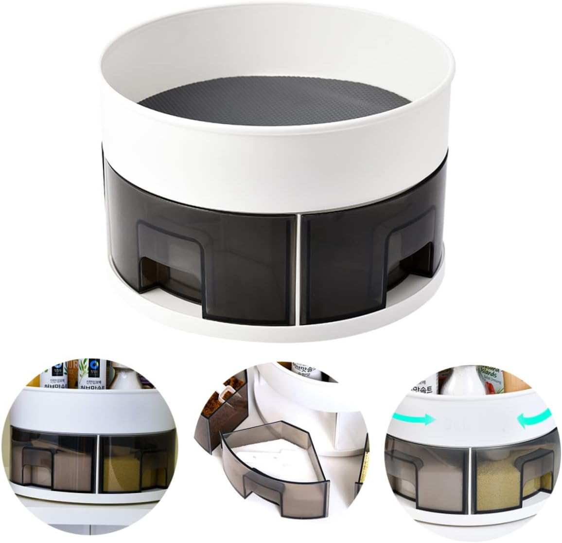 CIYODO Double Layer Spice Rack Rotating Storage Organizer for Kitchen Countertop for Seasoning Organizer Rack and Pantry Organisation image number 5