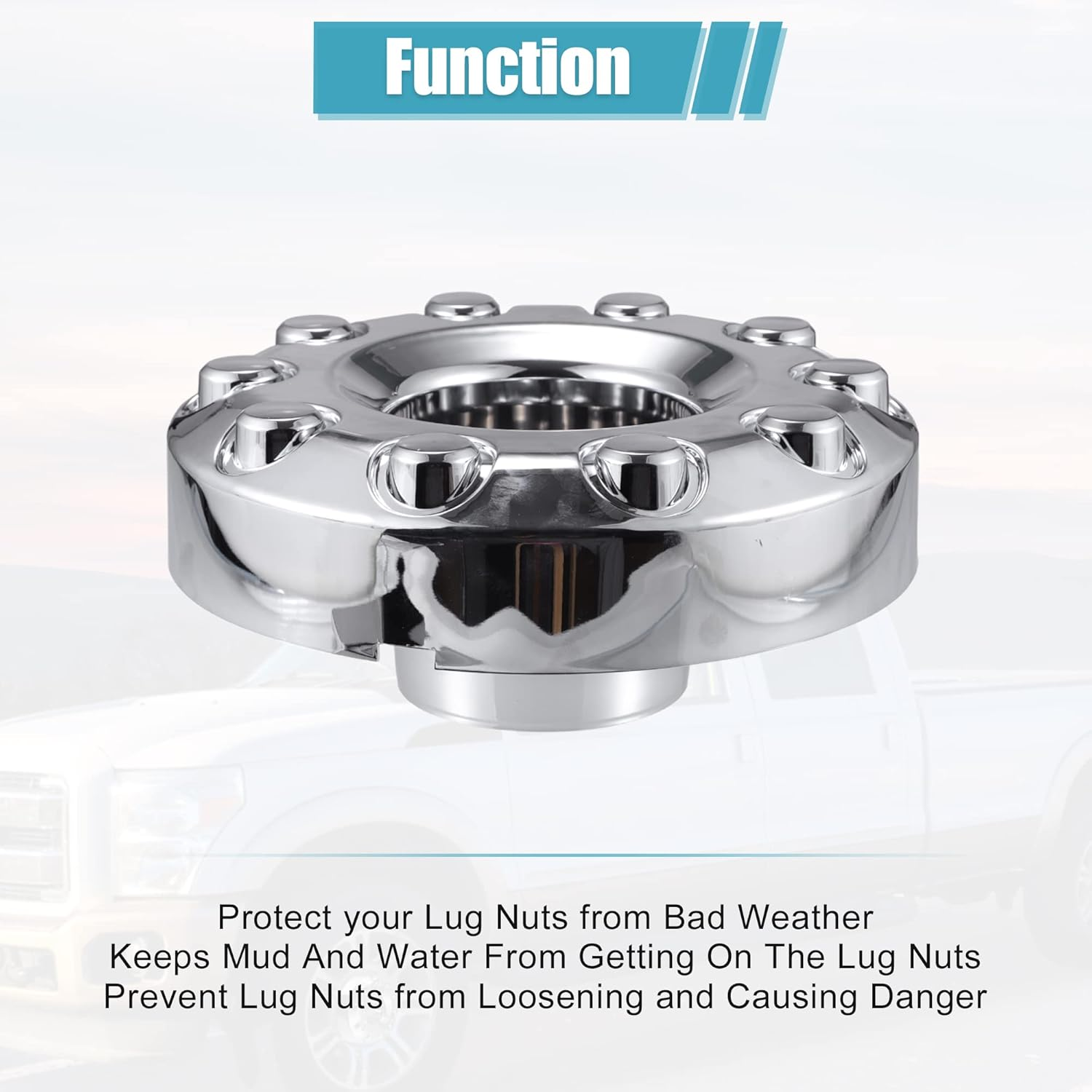 X AUTOHAUX Front 10 Lug Chrome Wheel Center Hub Cap Cover for Ford F450 F350 Super Duty 2011-2016 Wheel Hubcap Wheel Center Cap 5C3Z1130NA Front Wheels Only W/ 4X4 image number 5