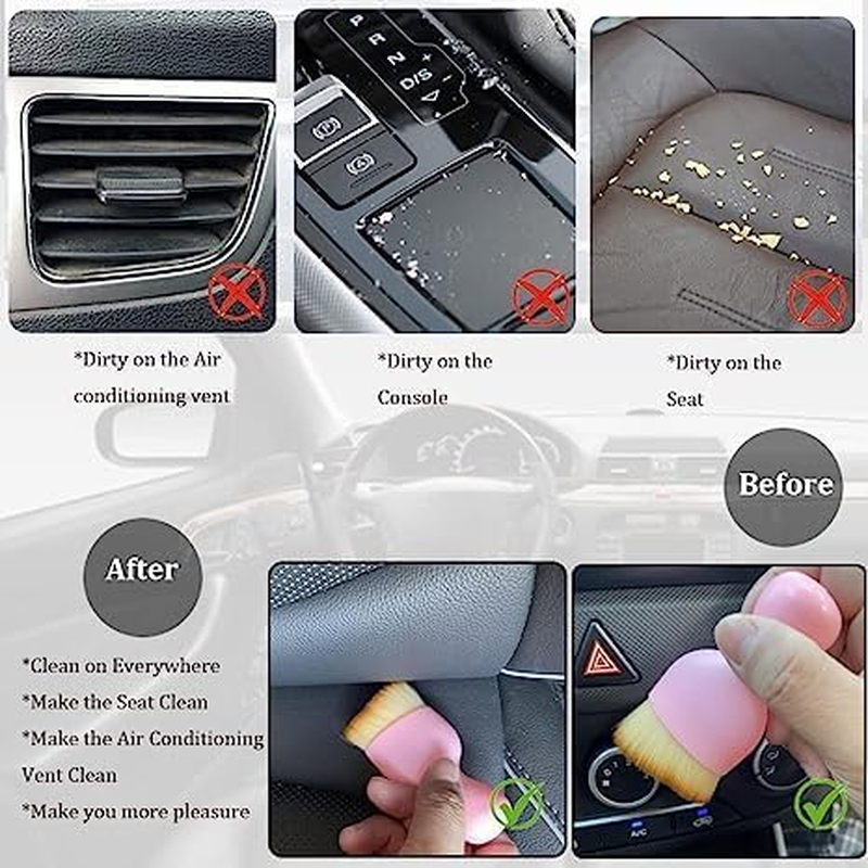 Car Interior Cleaning Soft Brushes， Car Interior Beauty Brush，Car Interior Dusting Brush，Suitable for Cleaning Car Interior or Exterior，Air Conditioning Vents， Leather，Computers (Pink) image number 1