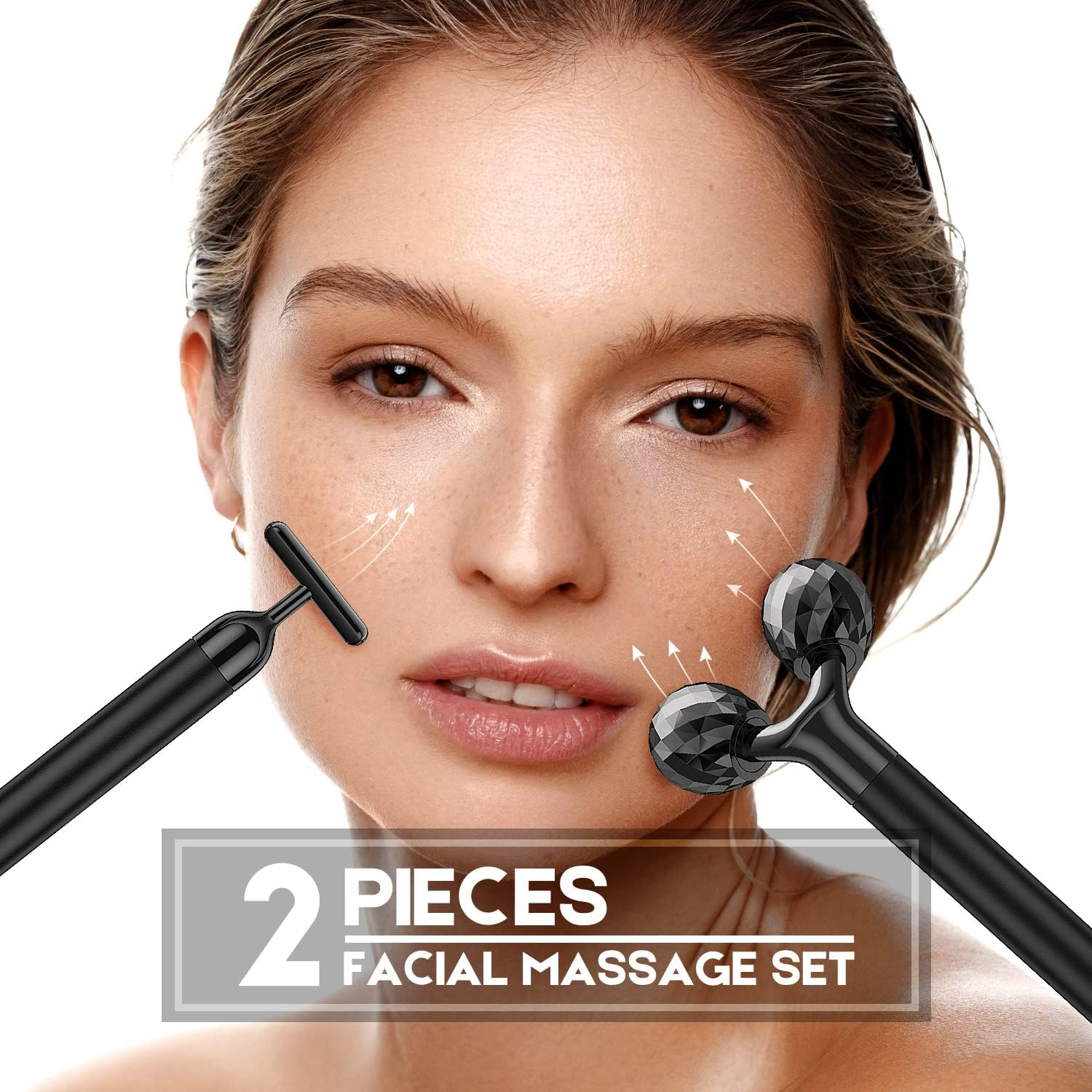 Beauty Bar 2-IN-1 Electric Face Massager, 3D Roller and T Shape Arm Eye Nose Head Massager Facial Roller Massager Kit Skin Care Tools image number 1