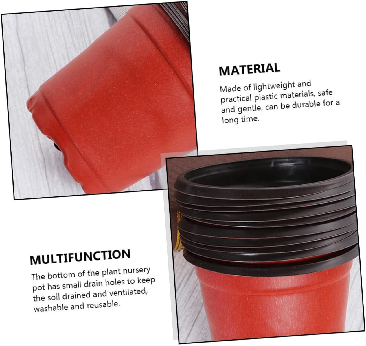 GANAZONO 20Pcs Plastic Flower Pots Drainage Holes Two-Color Nursery Planter Pots Indoor Outdoor Garden Plant Containers 130X97X116Mm Suitable for Succulents Cactus Herbs image number 1