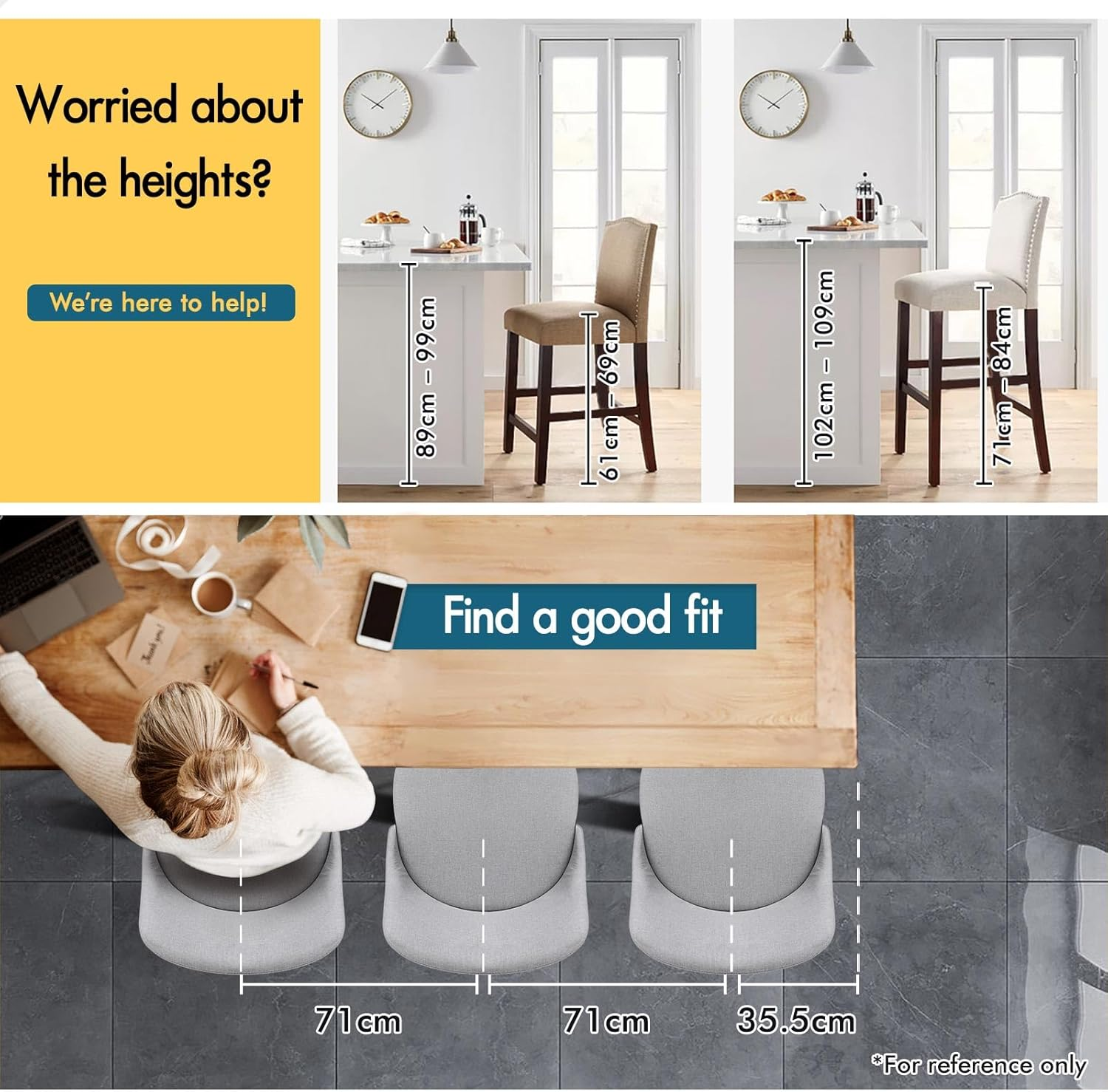 ALFORDSON Set of 4 Bar Stool Adjustable Kitchen Stool Swivel Counter Wooden Dining Chair in 61-82Cm Seat Height Gas Lift, White Bar Sets for Home Dining Room Cafe Shops Bars, Ramiro Fabric Black