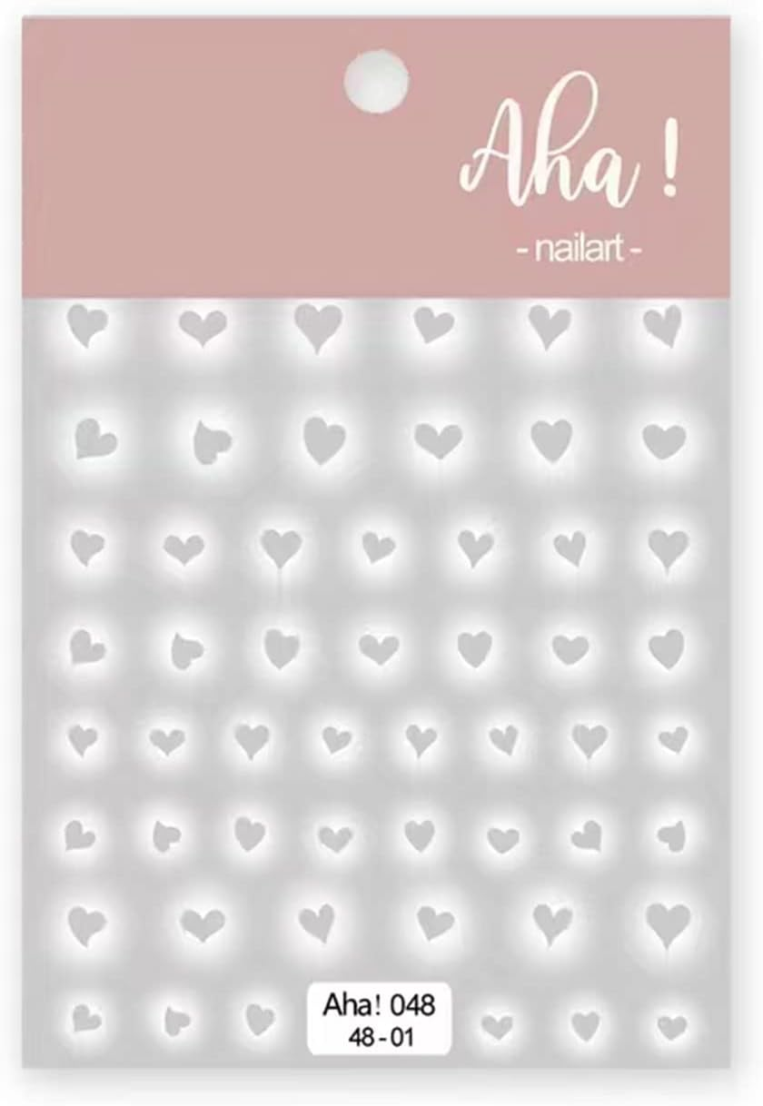 Love Heart Nail Art Sticker Decals 3D White Halo Dyeing Nail Tips Semi Transparent Hollow Out Design Fashion Charm DIY Toenails Nail Tattoos for Women Girls Manicure Nail Decoration (1 Sheets) image number 5