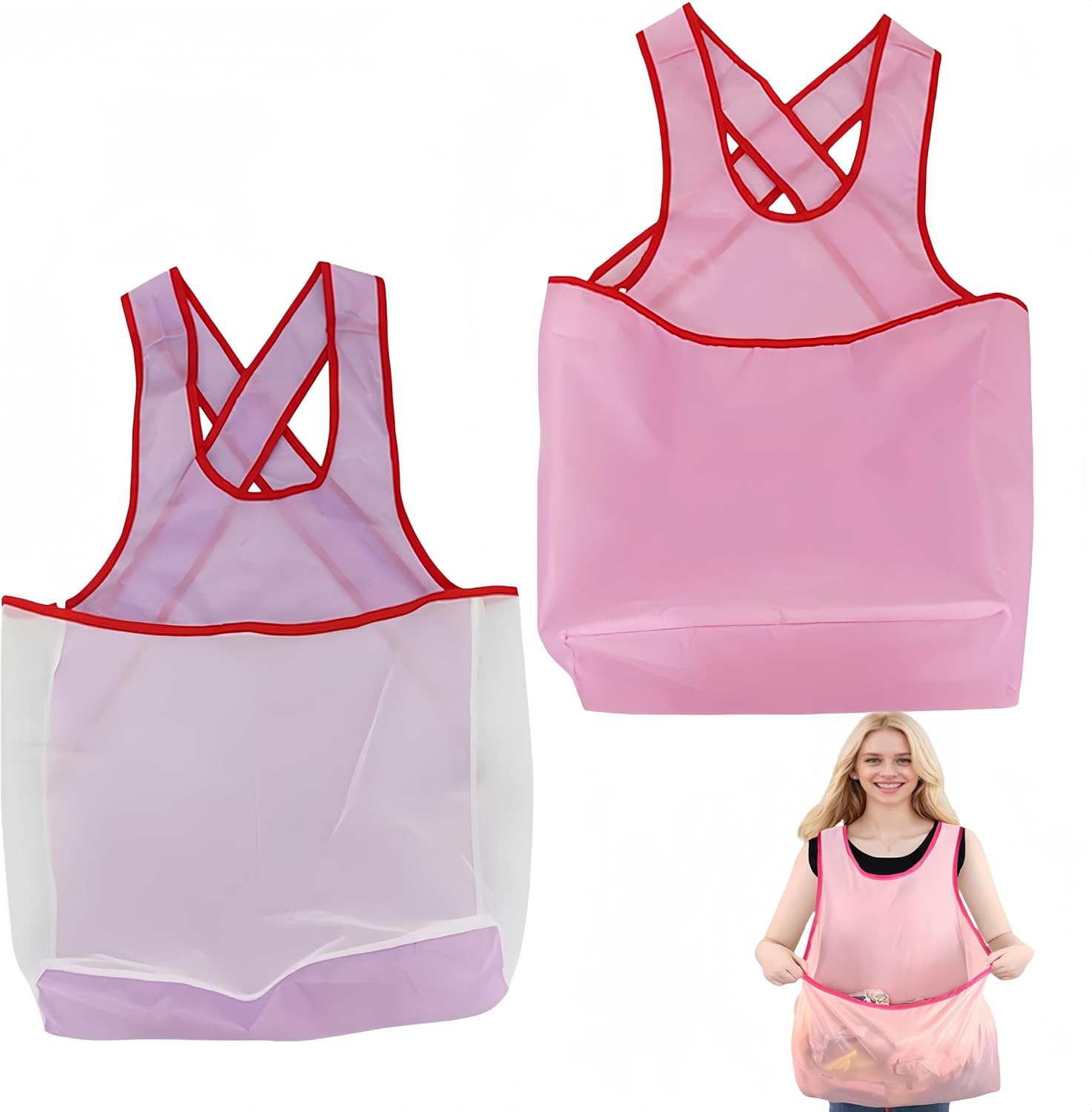 Febohao 2Pcs Laundry Apron Waterproof Apron for Women Laundry Storage Portable Laundry Apron with Pouch image number 3