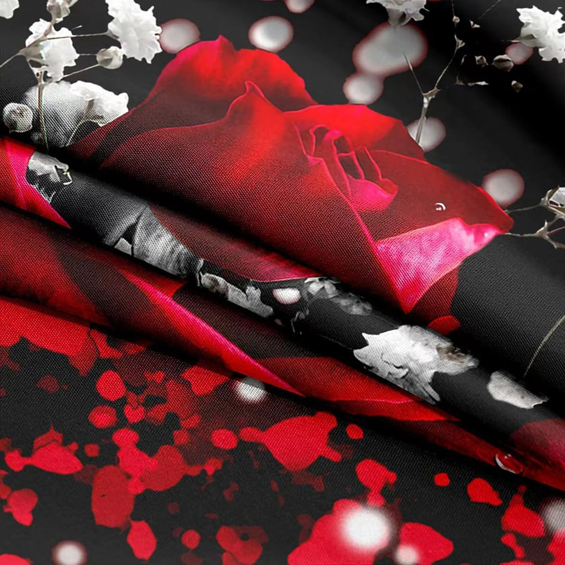 3 Piece Quilt Cover Set Queen Size Red Rose Star Bedding Set Blanket Animal and Flower Style 3D Digital Printed Duvet Cover Set Home Decor 2 Pillow Cases with 1 Comforter Cover (210 * 210 Cm) (15070)