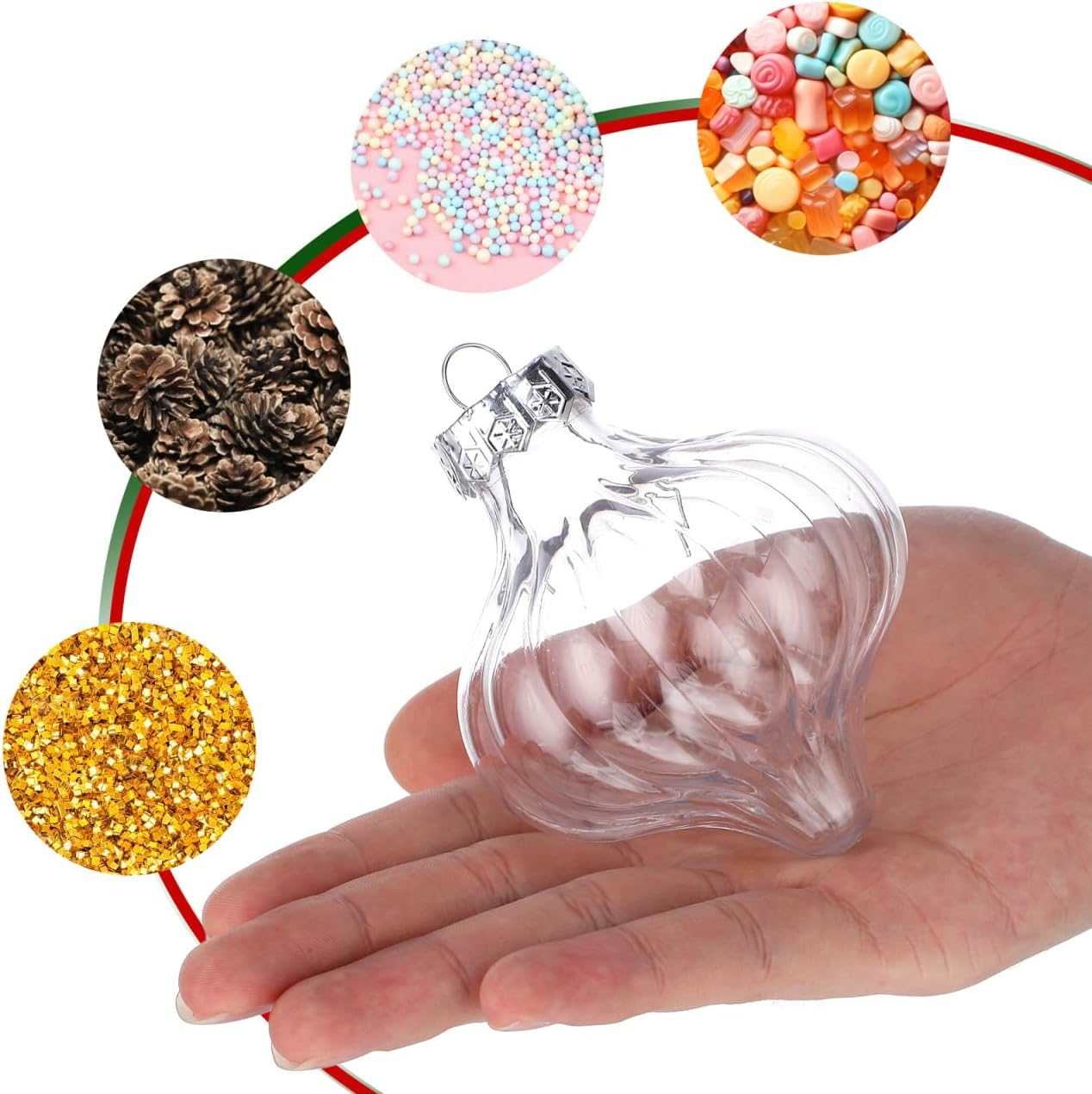 8Pcs Clear Fillable Plastic Christmas Tree Hanging Ornaments DIY Xmas Balls Decoration for Holiday Parties Transparent Bauble Decor and Shatterproof image number 3