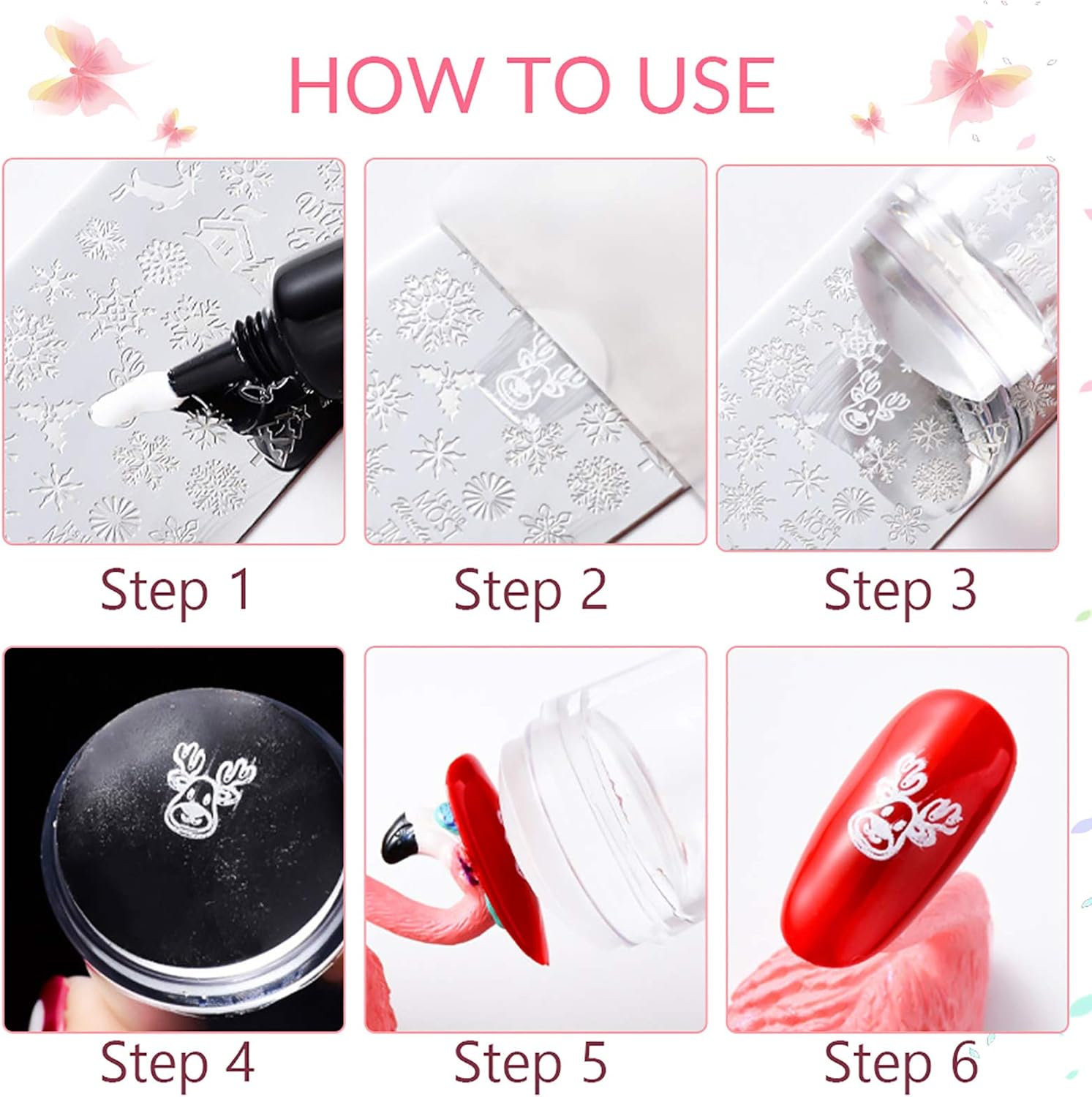 NICENEEDED Punk Style Nail Art Stamping Template, Tarot Cross Snake Butterfly Image Nail Plates Nail Supplies, 1Pc Mix Pattern Vintage Nail Templates for Printing Stencil Tools