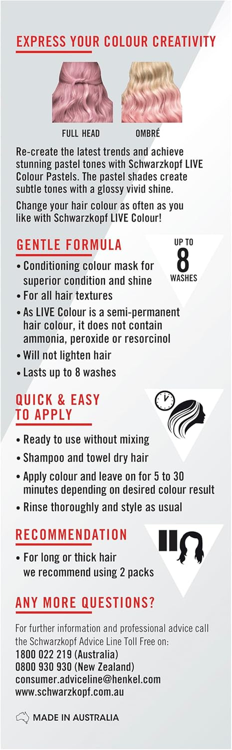 Schwarzkopf LIVE Pastels Semi Permanent Hair Colour 25 Ml, Cotton Candy Pink image number 2