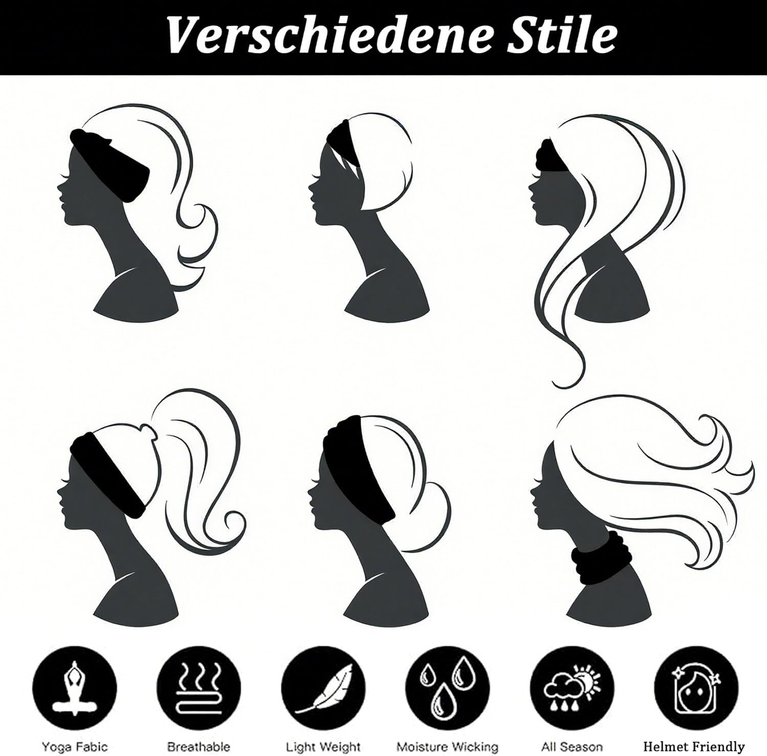 Headbands for Women, Elastic Non-Slip Exercise Headbands Sweat-Wicking for Yoga, Fitness, Tennis & Running Sports - Purple image number 6