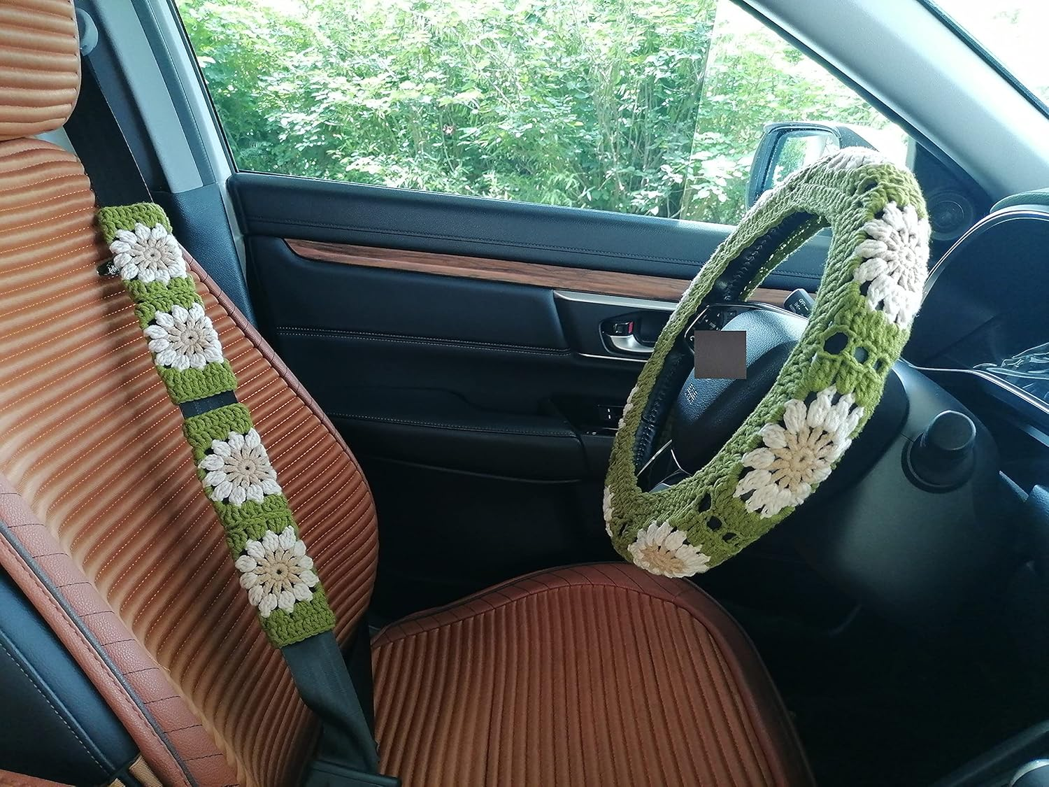 Handmade Crochet Sunflower Crochet Steering Wheel Cover for Women Girl