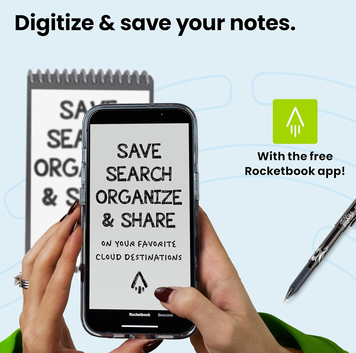 Rocketbook Smart Reusable Notebook, Mini Spiral Notebook, Infinity Black, (3.5" X 5.5") - Black image number 4