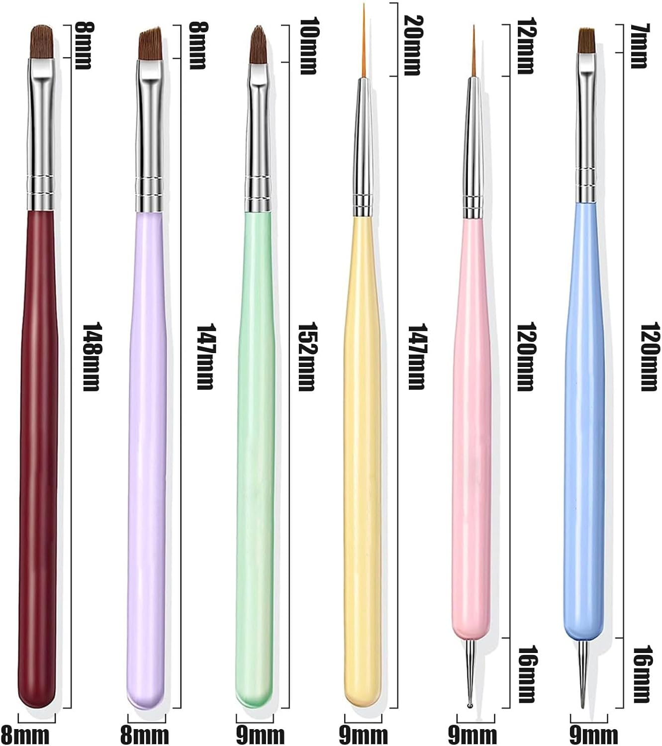 Xolixorium Nail Art Brushes Set Complete Nail Design Tools Including Extension Gel Brush Liner Brush Dotting Pen for Gel Polish Manicure Professional Salon and Home Use image number 2