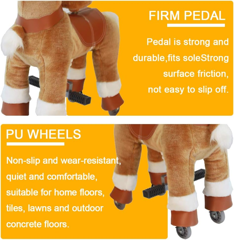 (3-5Years, Brown) - Ride on Horse Rocking House Natural Mechanical Real Walking Horse Unicorn Horse Small for Age 3-5 (Brown, 3-5Years) image number 2
