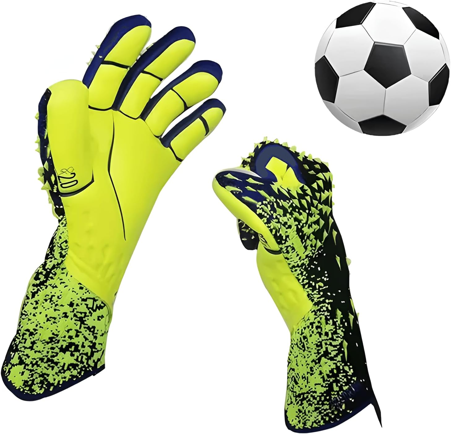Zezelife Football Goalkeeper Gloves, Soccer Goalie Gloves Kids Boys Children Youth Adults, Gloves anti Slip, Full Finger Breathable Mesh Self Adjustable Wrist Sports Soccer Gloves Green image number 1