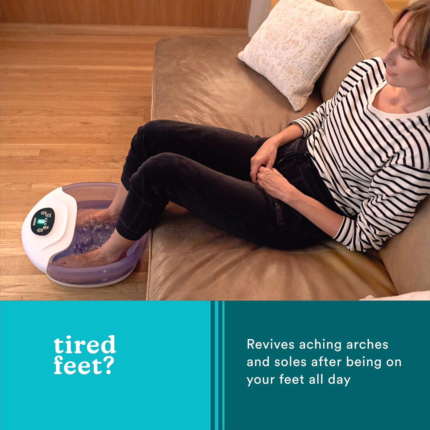 Homedics Salt-N-Soak Footbath with Heat Boost and Soaking Salt Starter Kit, 4 Soothing Massage Rollers, Toe-Touch Controls, Splash Guard, Bubble, Vibration Massage, Bath Salt Dispenser, LED Display image number 5